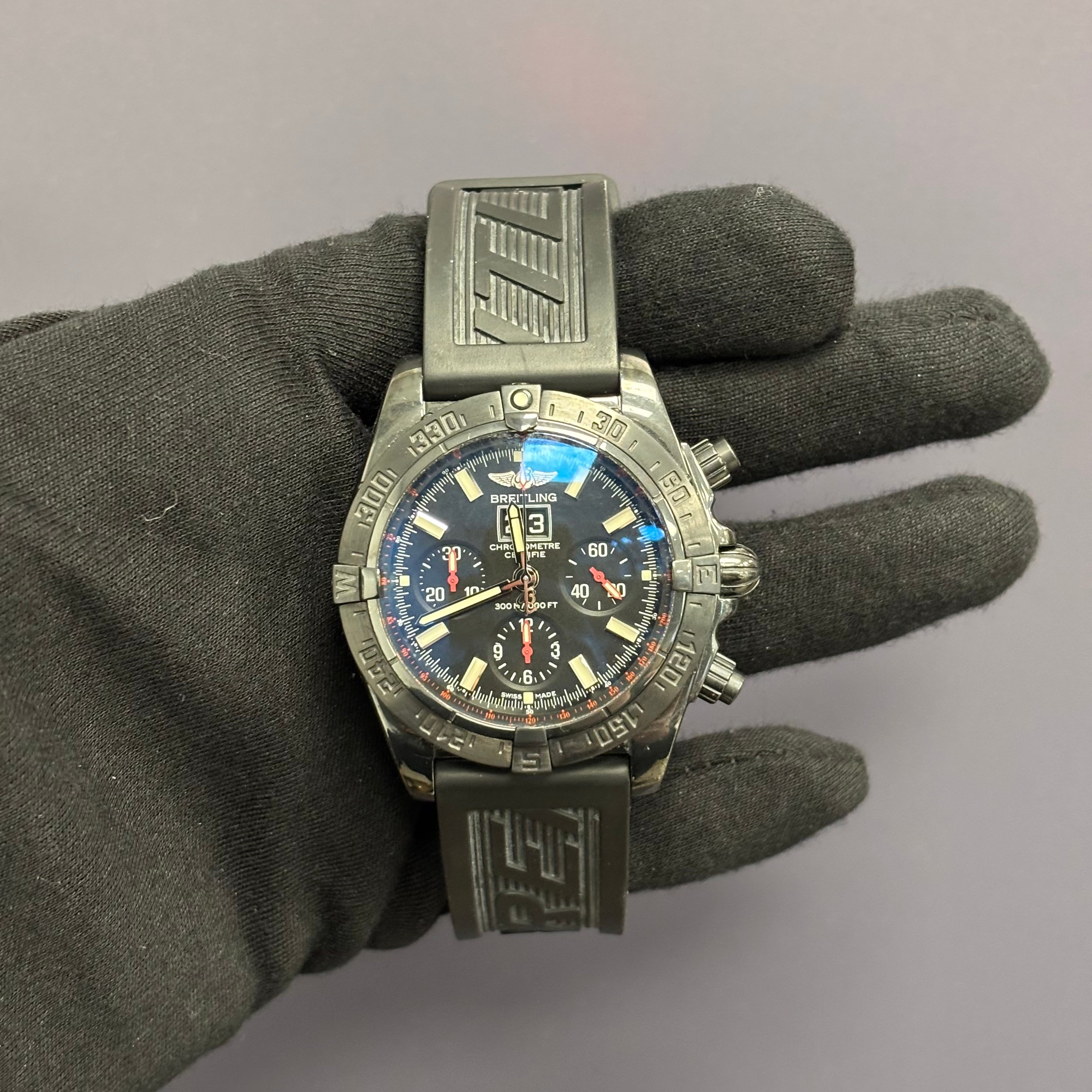 Breitling Blackbird 44mm Black Dial Watch Ref# M44359 - Happy Jewelers Fine Jewelry Lifetime Warranty