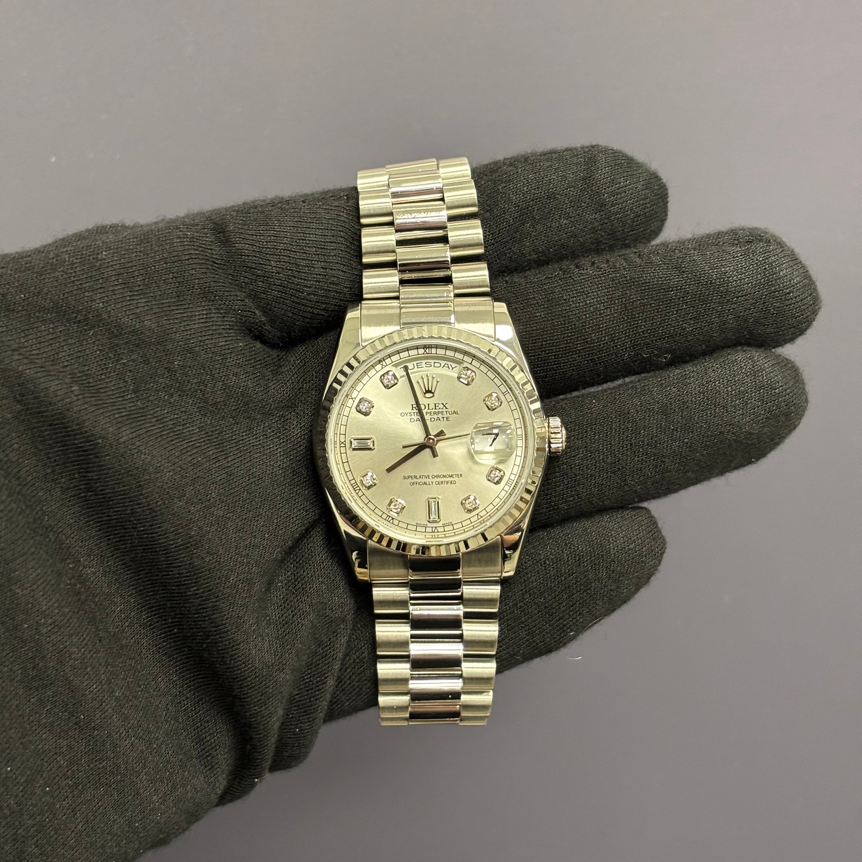 Rolex Day-Date 36mm Silver Dial Watch Ref# 118239 - Happy Jewelers Fine Jewelry Lifetime Warranty