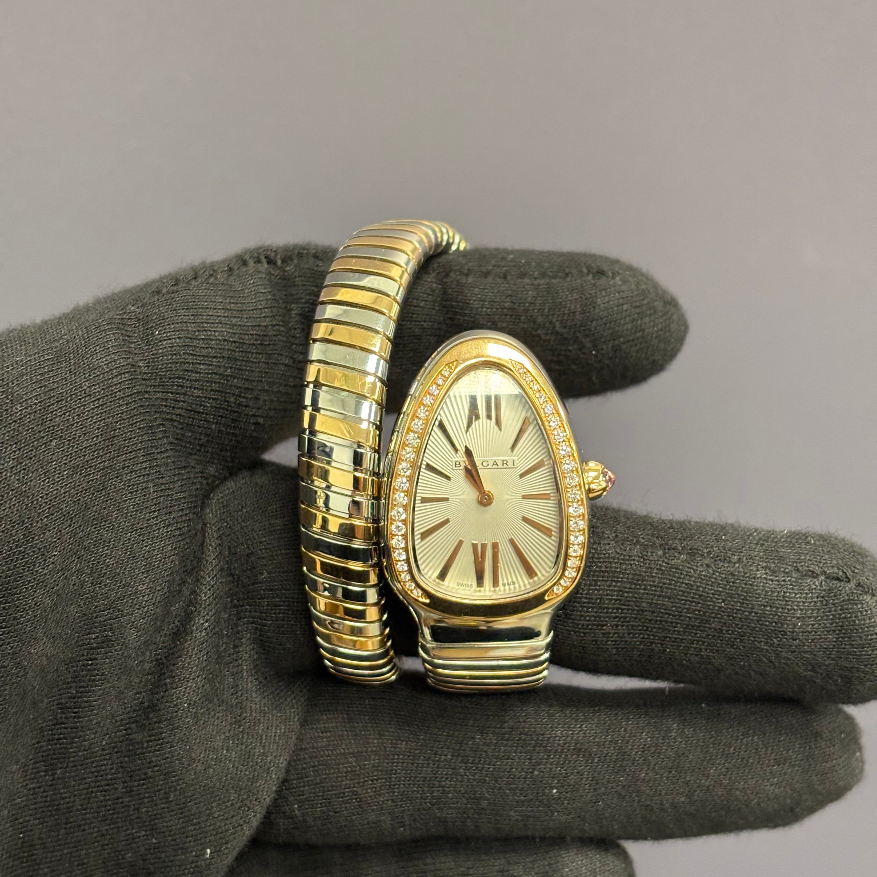 Bvlgari Serpenti 35mm Silver Dial Watch Ref# 103822 - Happy Jewelers Fine Jewelry Lifetime Warranty