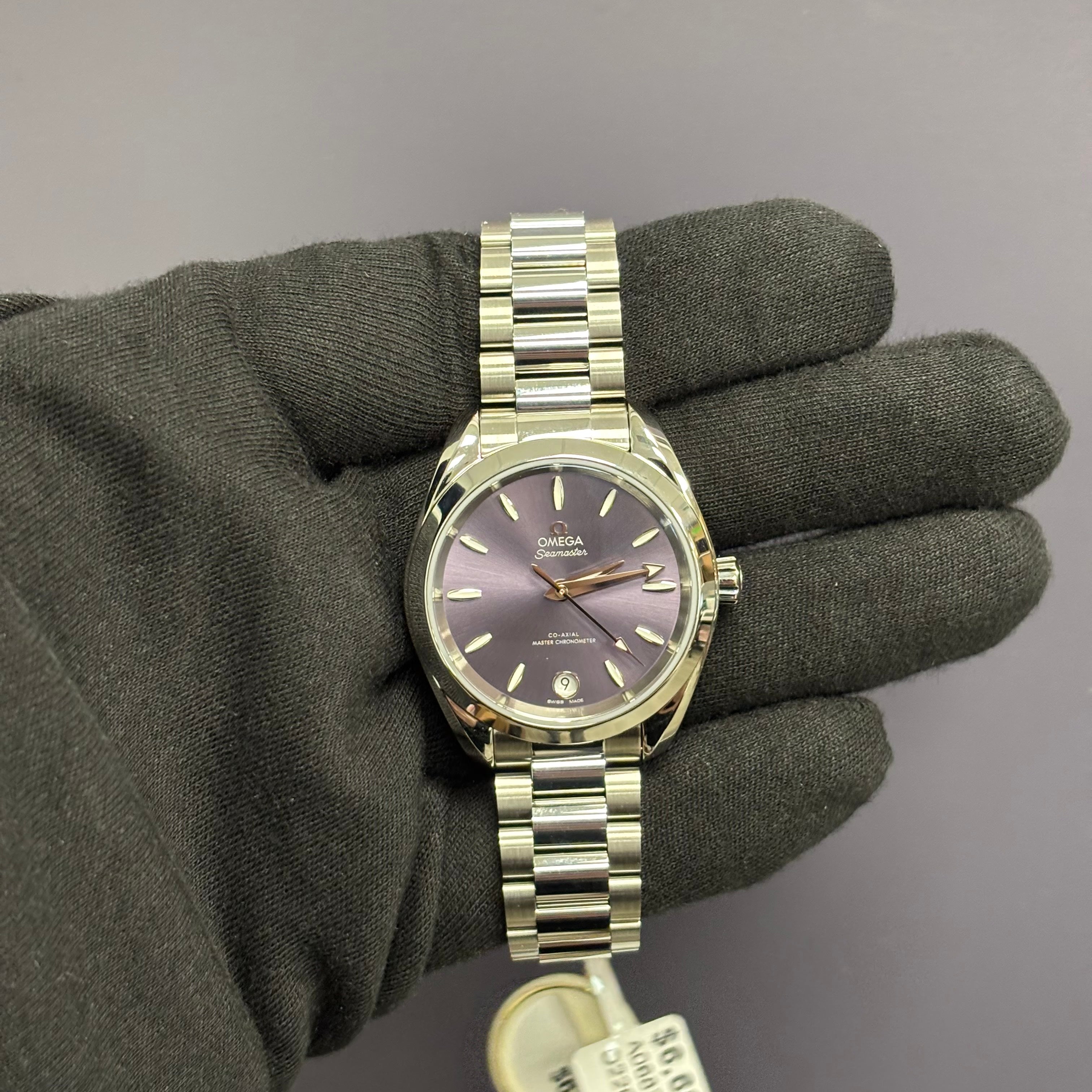 Omega Aqua Terra 34mm Purple Dial Watch Ref# 220.10.34.20.10.002 - Happy Jewelers Fine Jewelry Lifetime Warranty