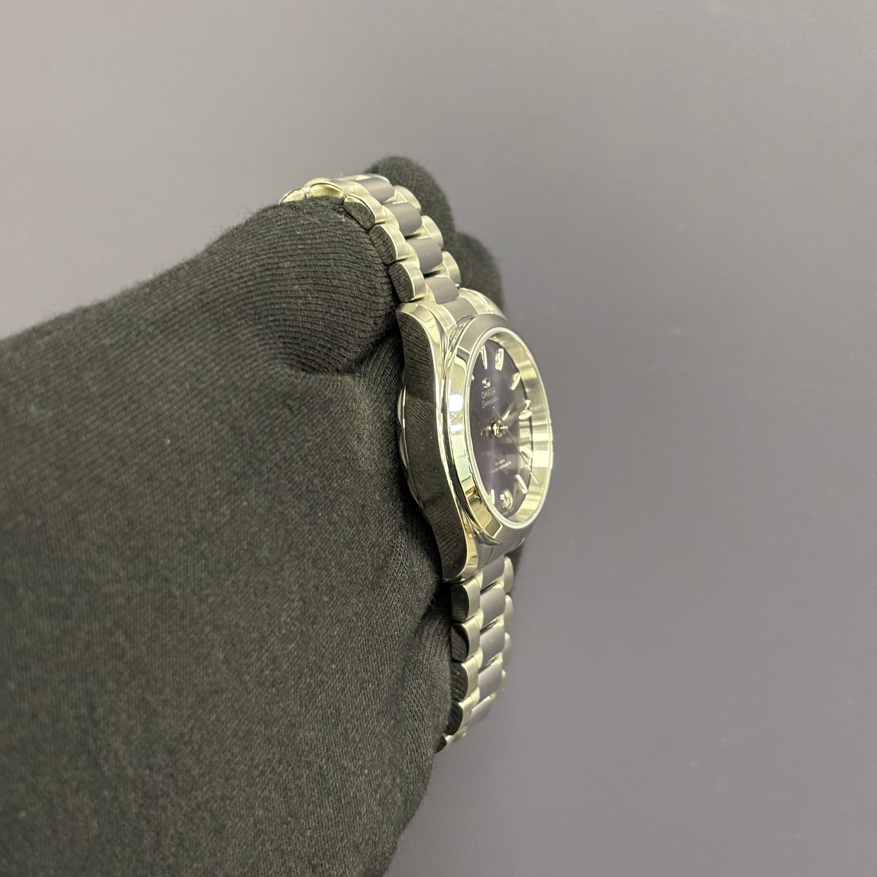 Omega Aqua Terra 34mm Purple Dial Watch Ref# 220.10.34.20.10.002 - Happy Jewelers Fine Jewelry Lifetime Warranty