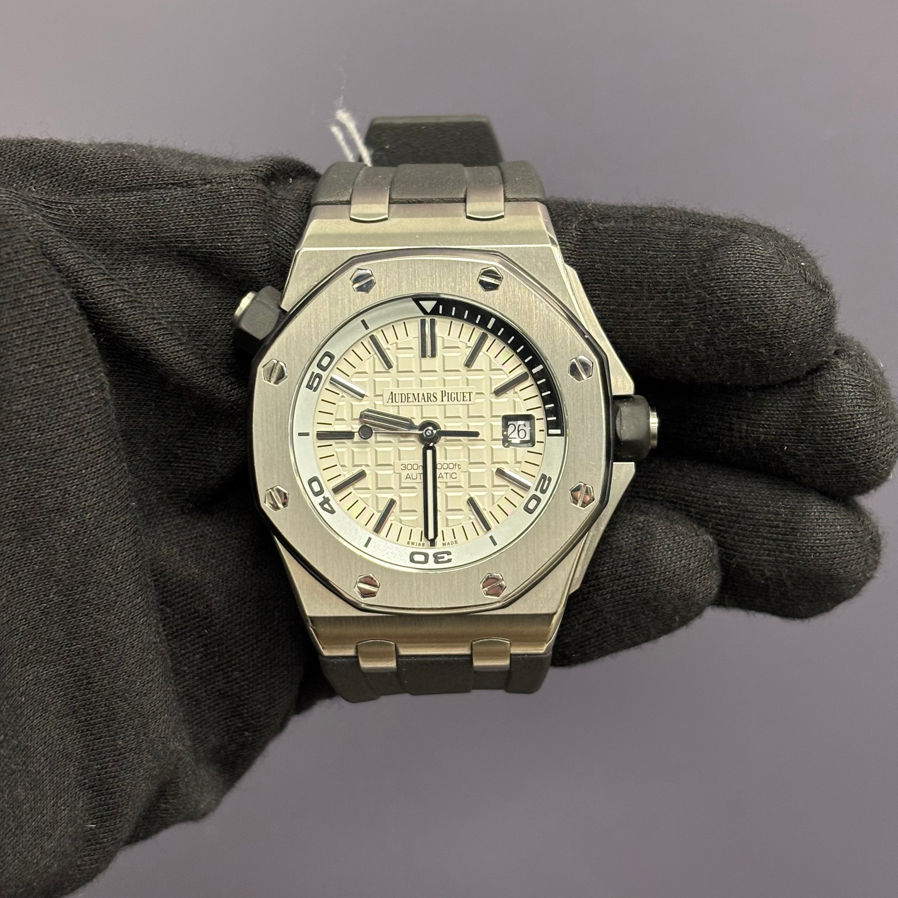 Audemars Piguet Royal Oak 42mm Black Dial Watch Ref# 15710ST.OO.A002CA.02 - Happy Jewelers Fine Jewelry Lifetime Warranty