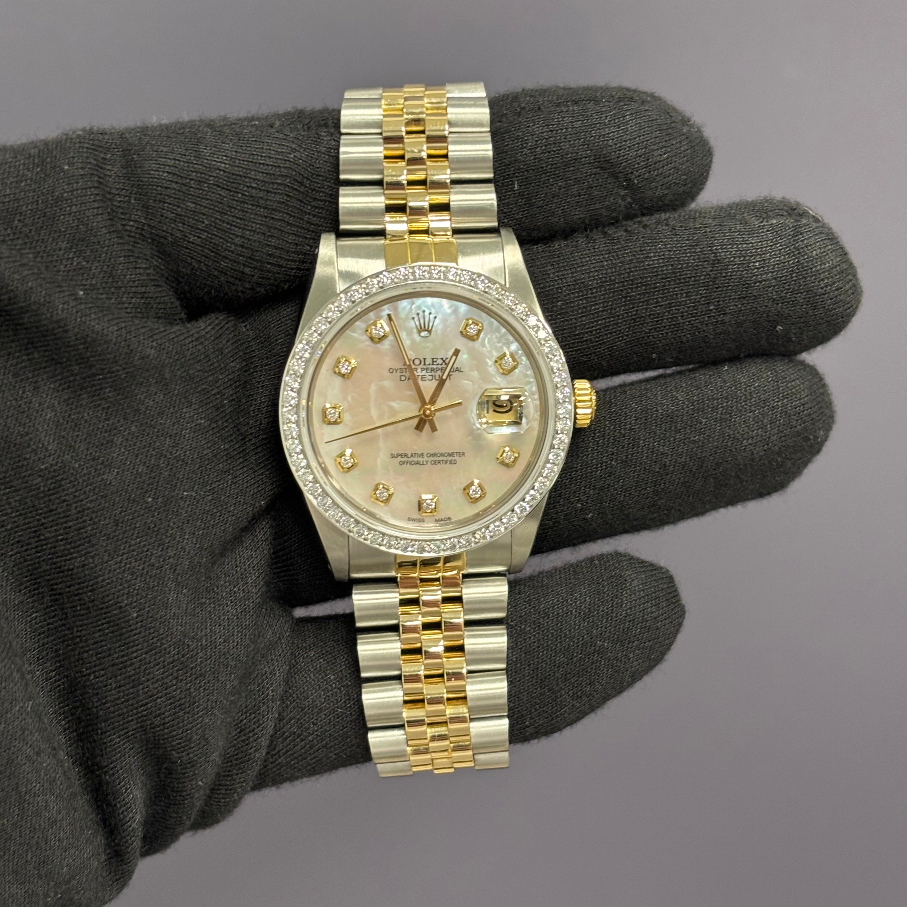 Rolex Datejust 36mm MOP Dial Watch Ref# 16013 - Happy Jewelers Fine Jewelry Lifetime Warranty