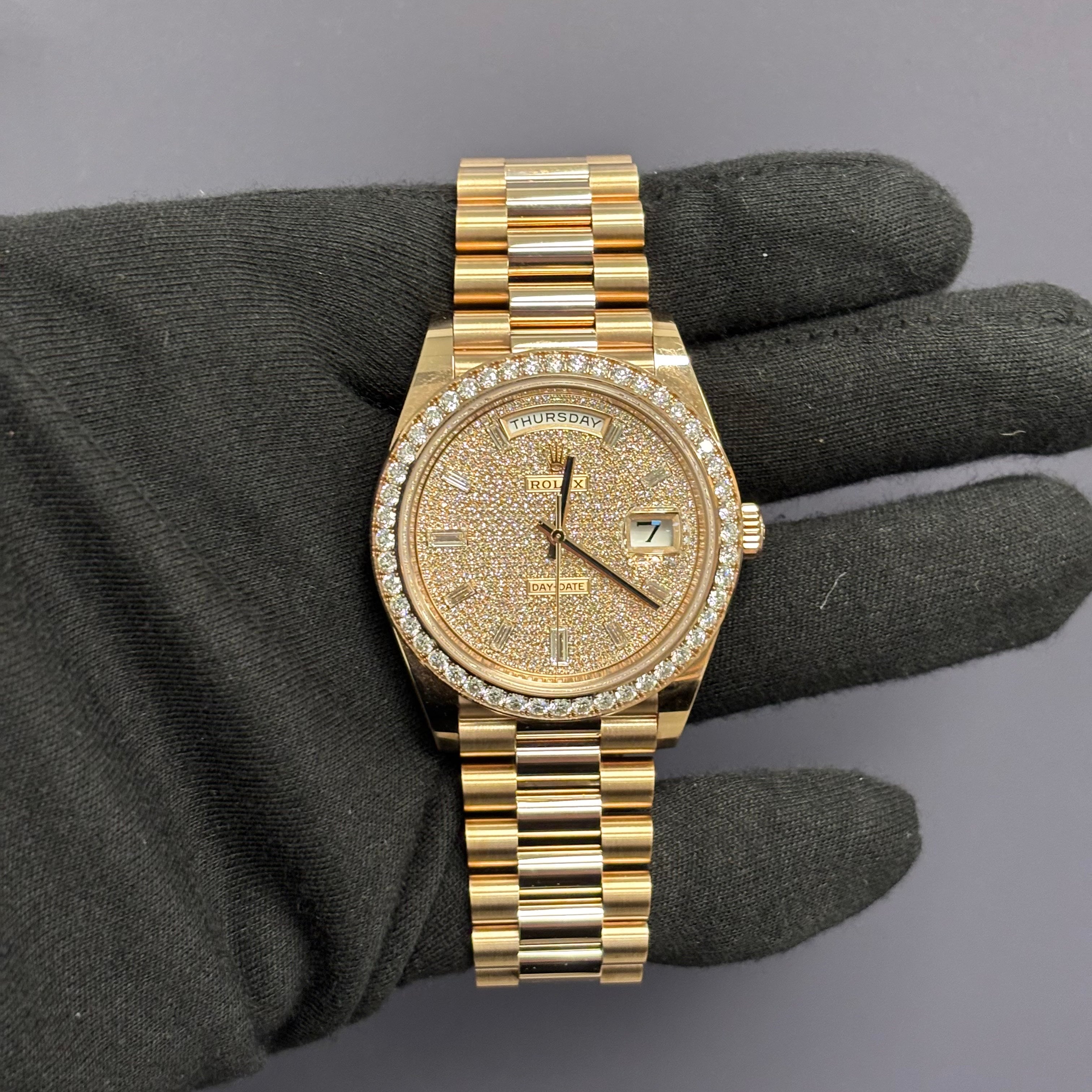 Rolex Day-Date 40mm Pave Dial Watch Ref# 228345RBR - Happy Jewelers Fine Jewelry Lifetime Warranty