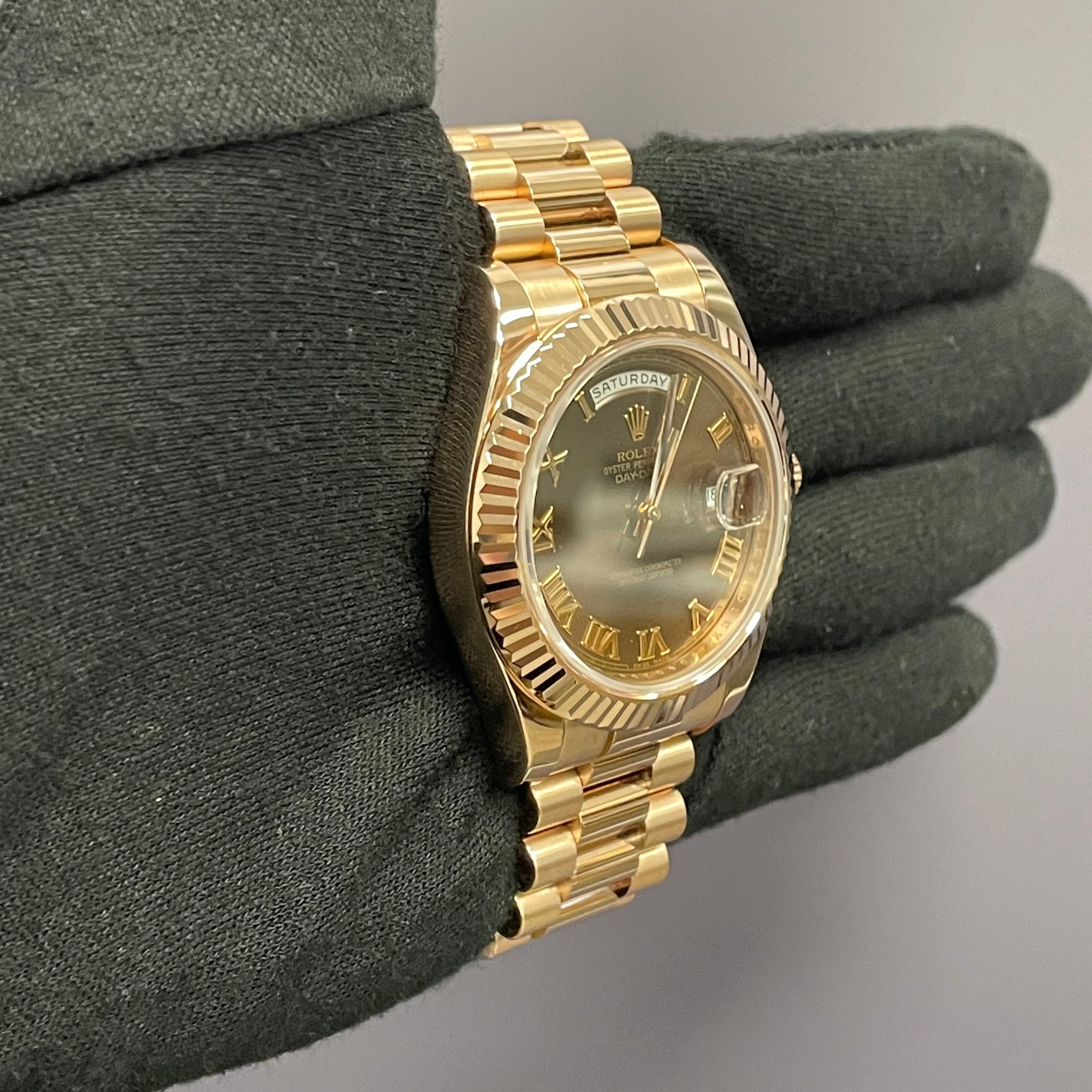 Rolex Day-Date 41mm Chocolate Dial Watch Ref# 218235 - Happy Jewelers Fine Jewelry Lifetime Warranty