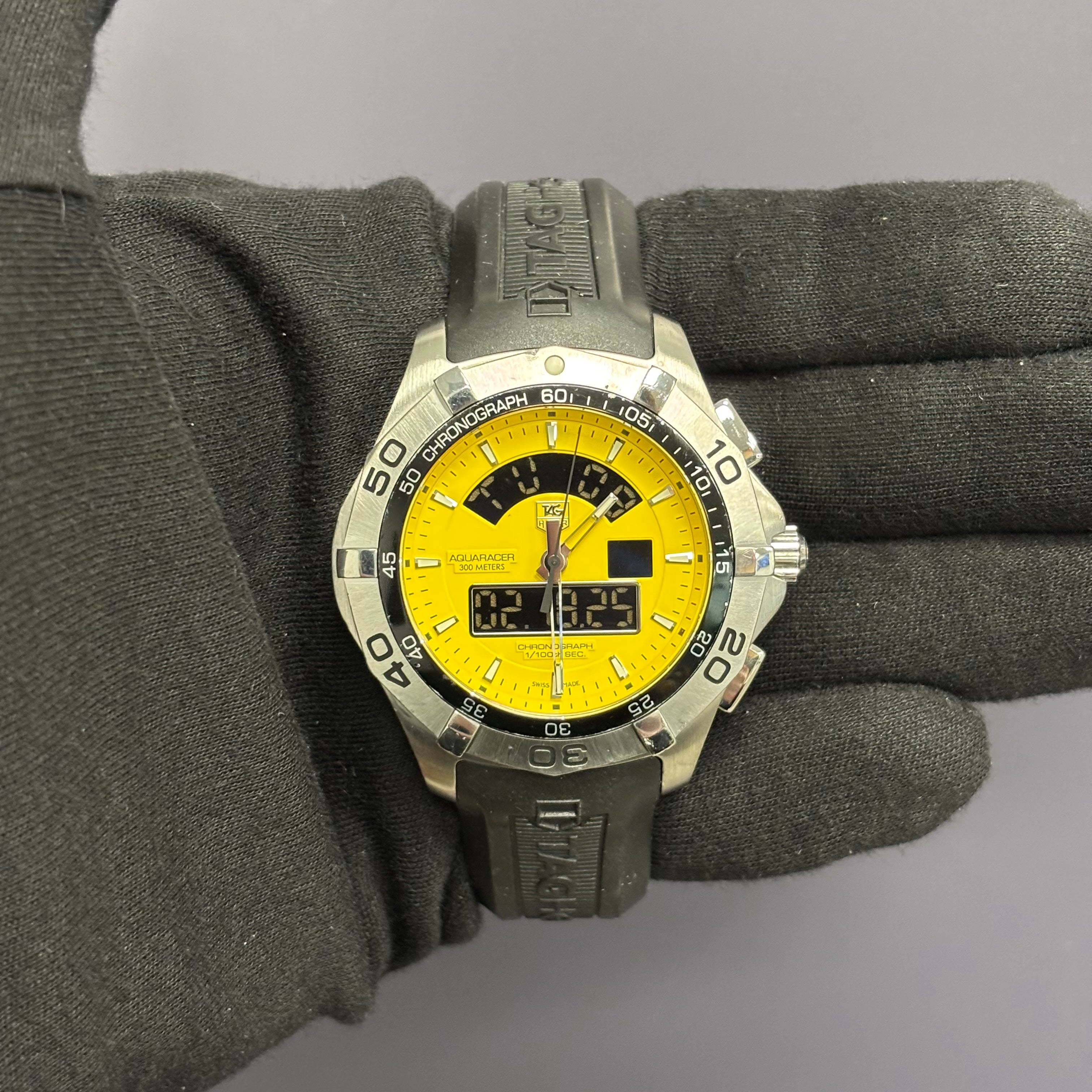 Tag Heuer Aquaracer 43mm Yellow Dial Watch Ref# CAF1011 - Happy Jewelers Fine Jewelry Lifetime Warranty