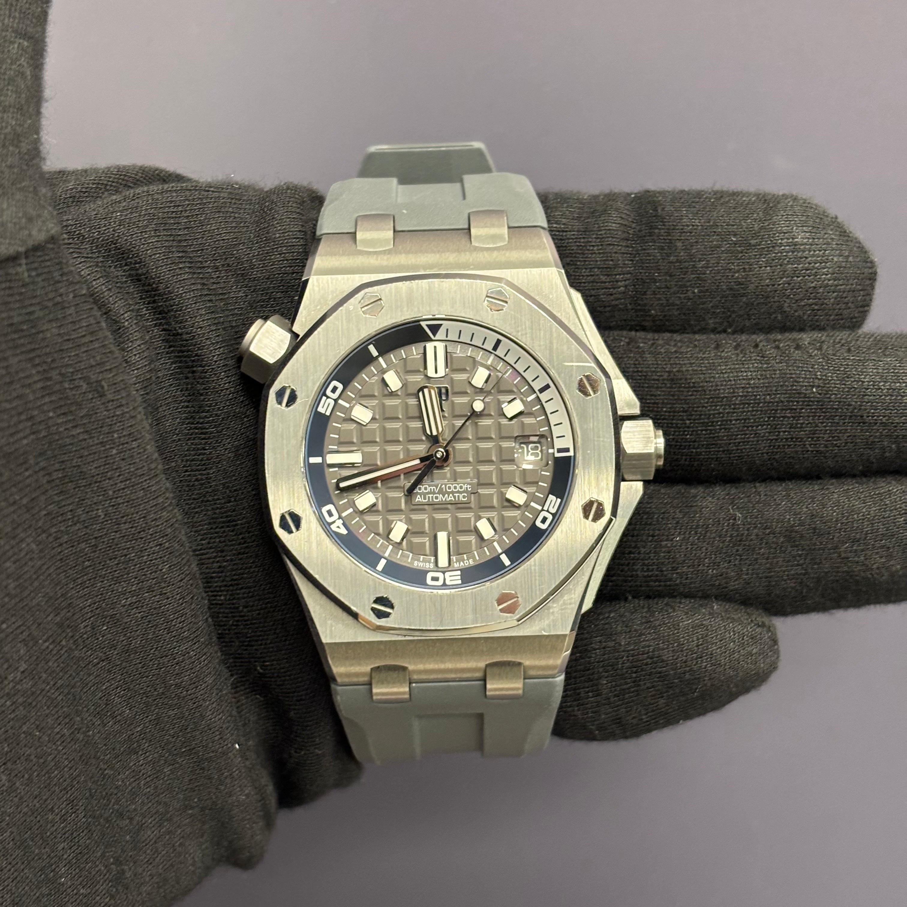 Audemars Piguet Royal Oak 42mm Grey Dial Watch Ref# 15720ST.OO.A009CA.01 - Happy Jewelers Fine Jewelry Lifetime Warranty