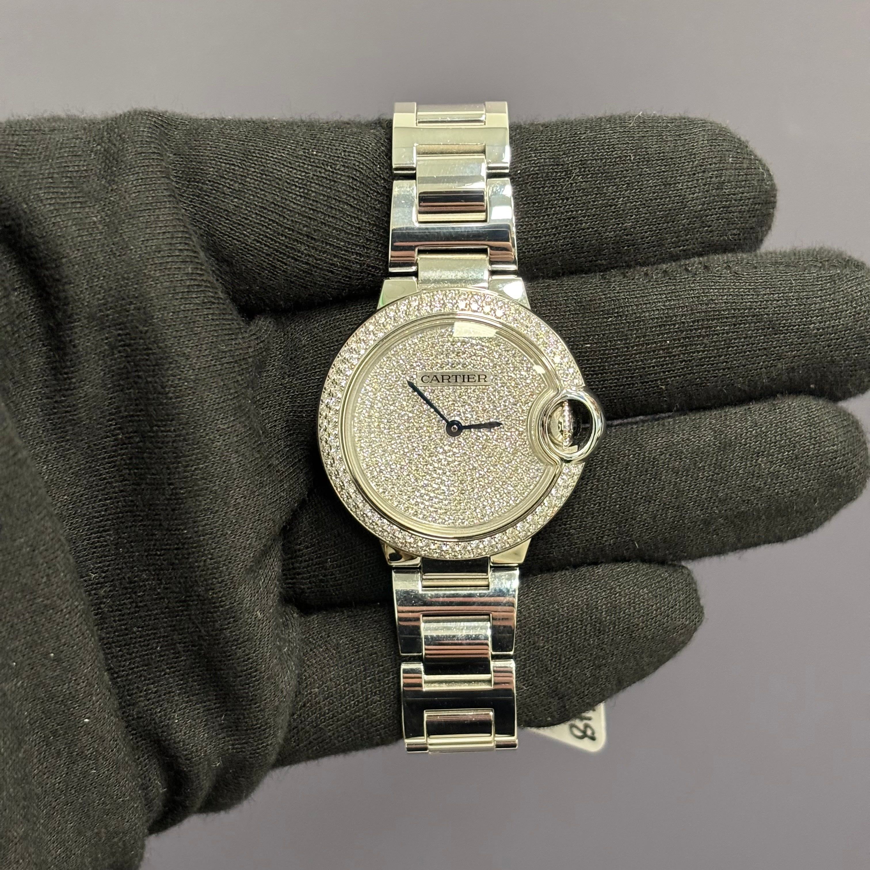 Cartier Ballon Bleu 33mm Pave Dial Watch Ref# WE902048 - Happy Jewelers Fine Jewelry Lifetime Warranty