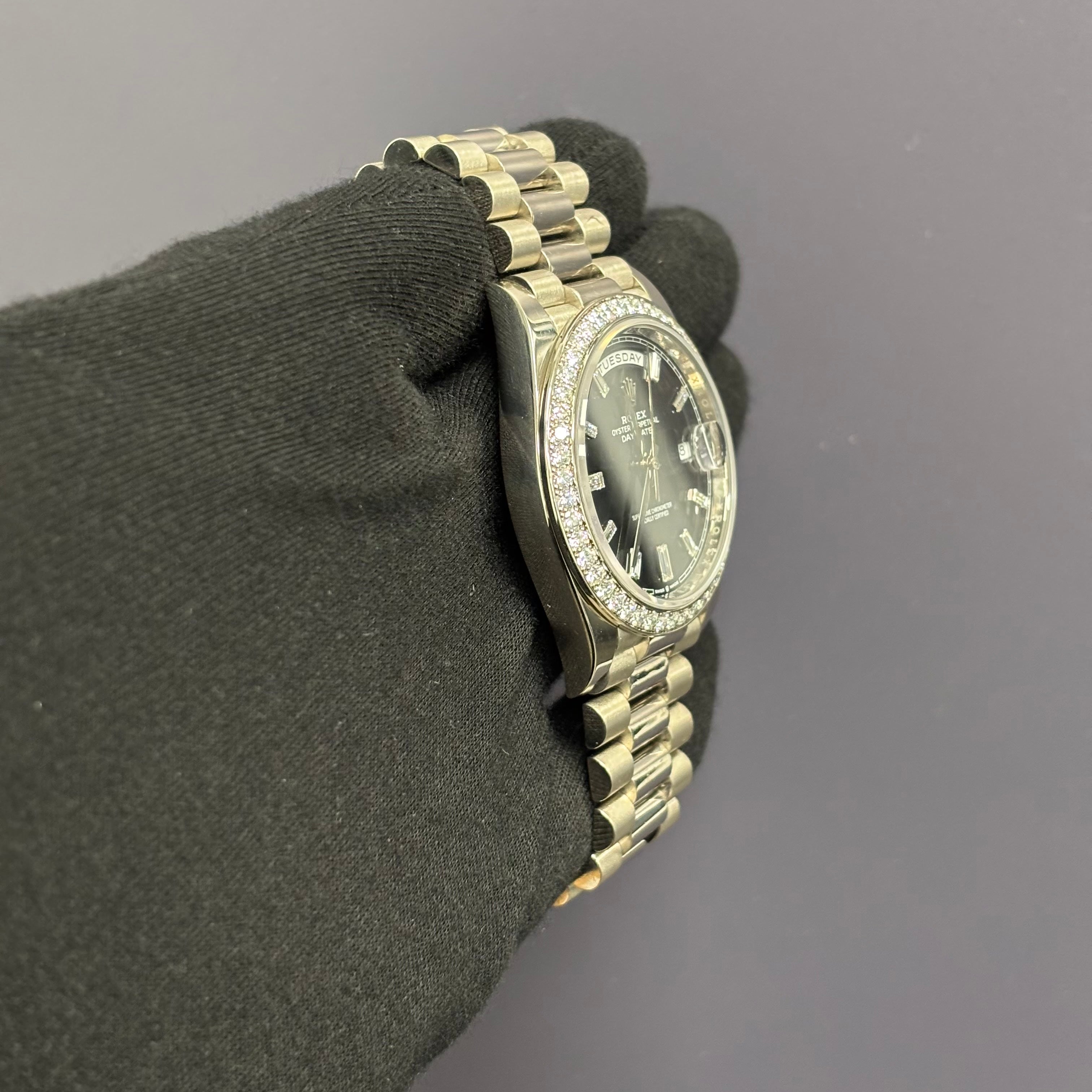 Rolex Day-Date 40mm Black Dial Watch Ref# 228349RBR - Happy Jewelers Fine Jewelry Lifetime Warranty