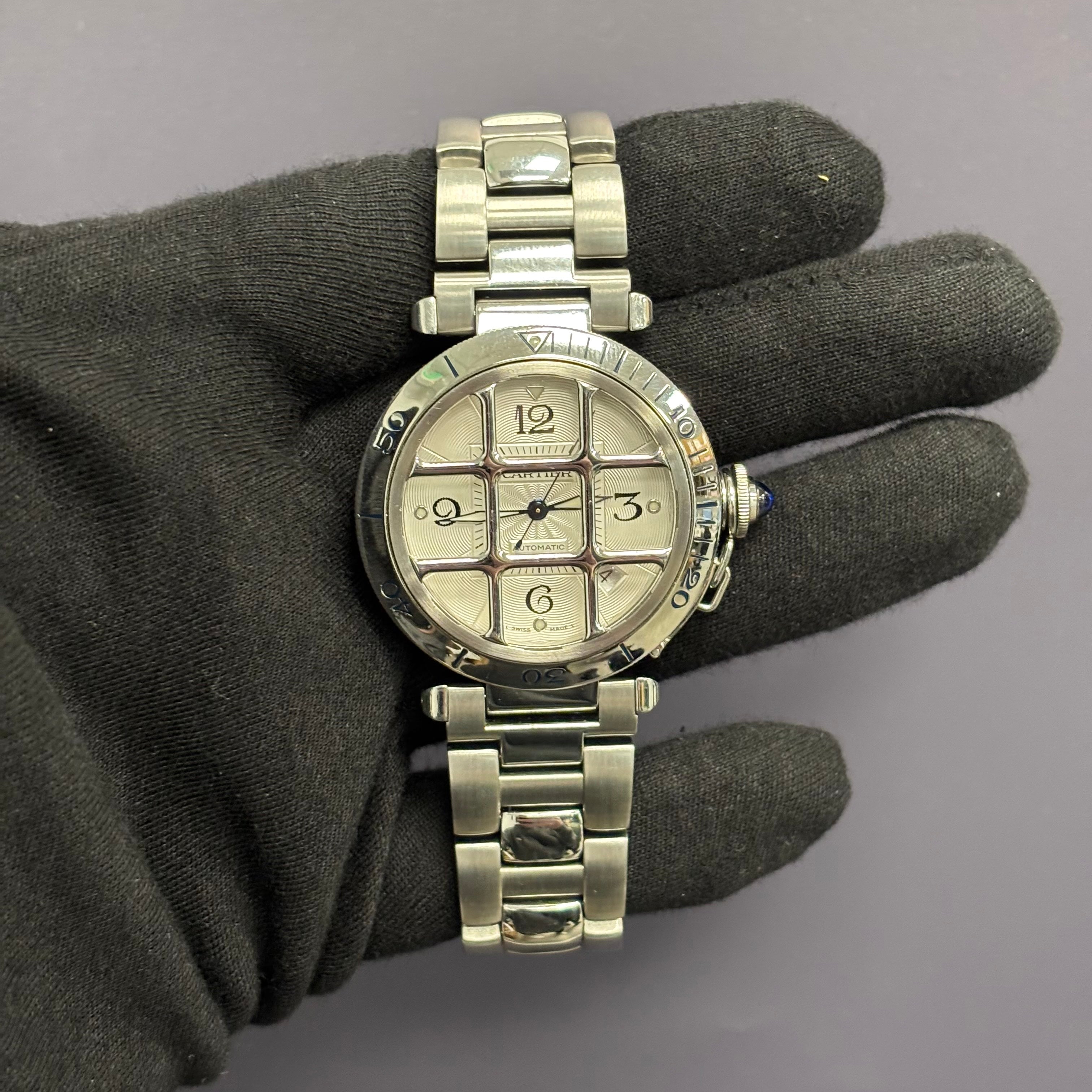 Cartier Pasha 38mm Silver Dial Watch Ref# W31040H3 - Happy Jewelers Fine Jewelry Lifetime Warranty