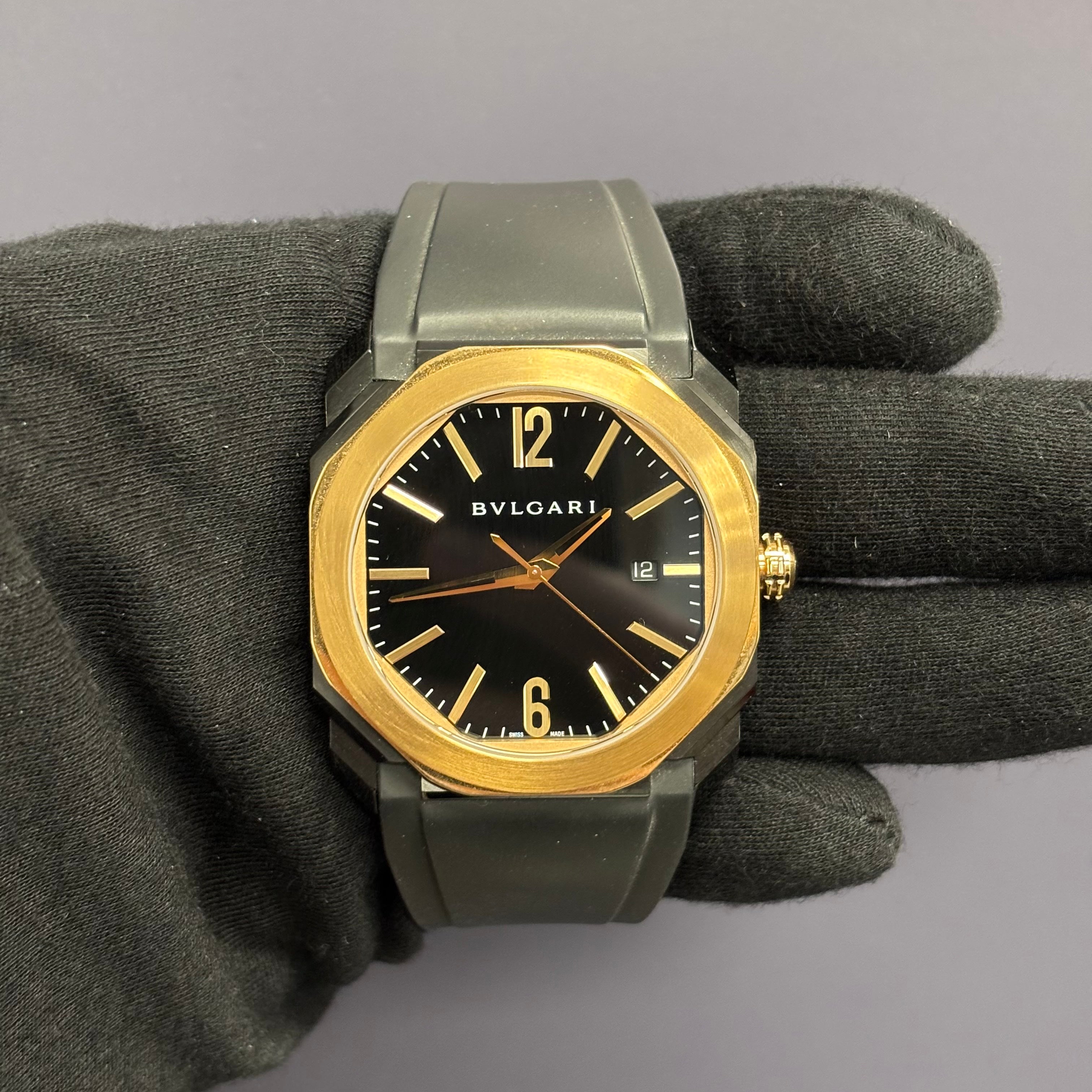 Bvlgari Octo 41mm Black Dial Watch Ref# 102485 - Happy Jewelers Fine Jewelry Lifetime Warranty