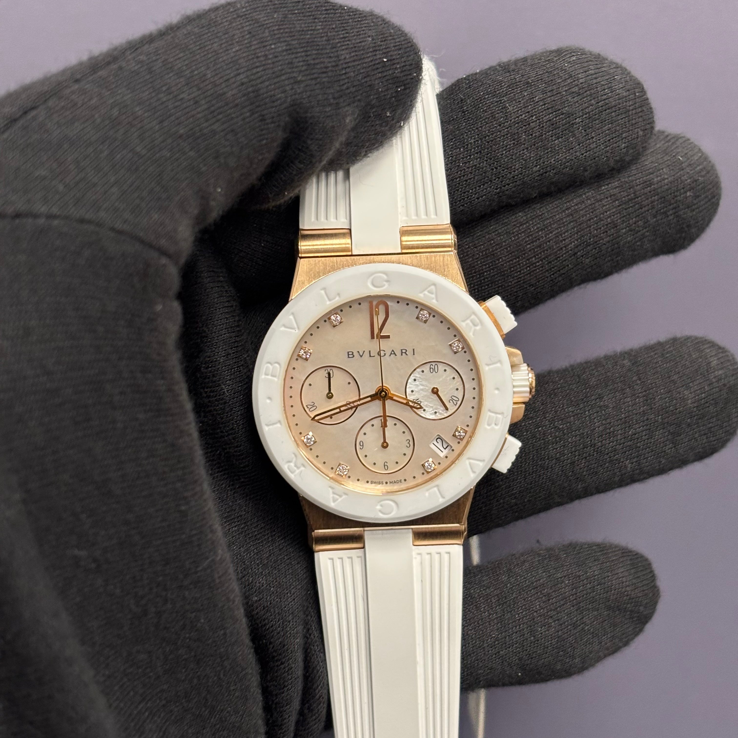 Bvlgari Diagona 37mm MOP Dial Watch Ref# 101994 - Happy Jewelers Fine Jewelry Lifetime Warranty