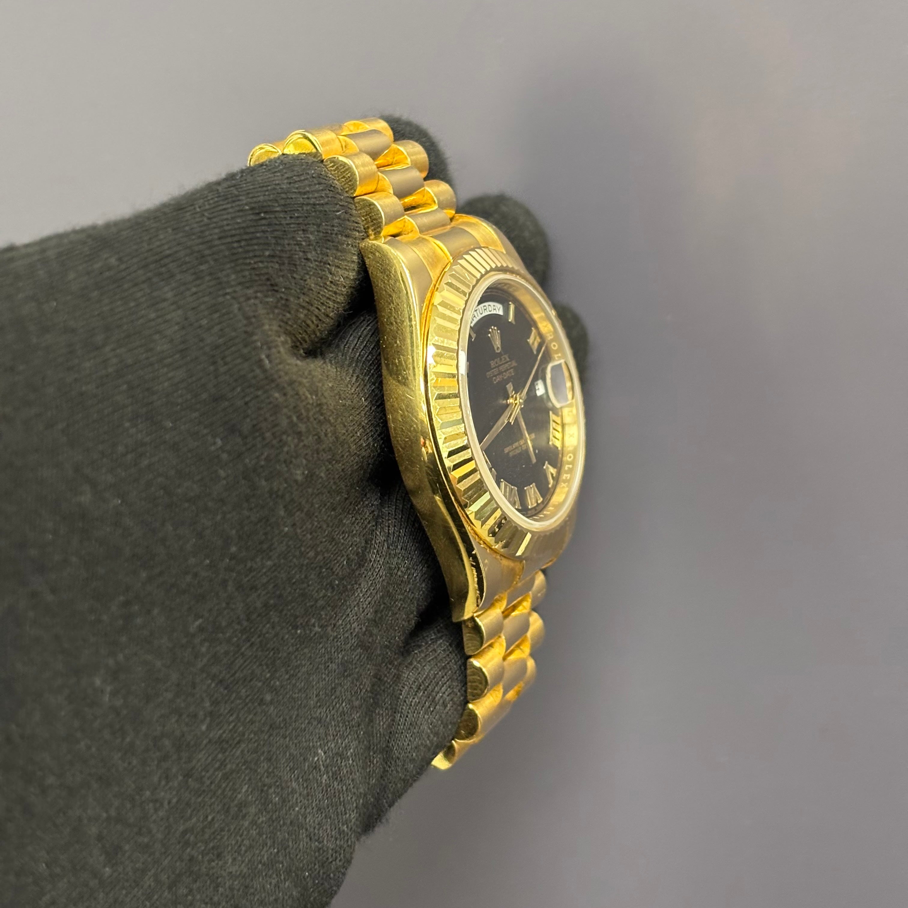 Rolex Day-Date 41mm Black Dial Watch Ref# 218238 - Happy Jewelers Fine Jewelry Lifetime Warranty