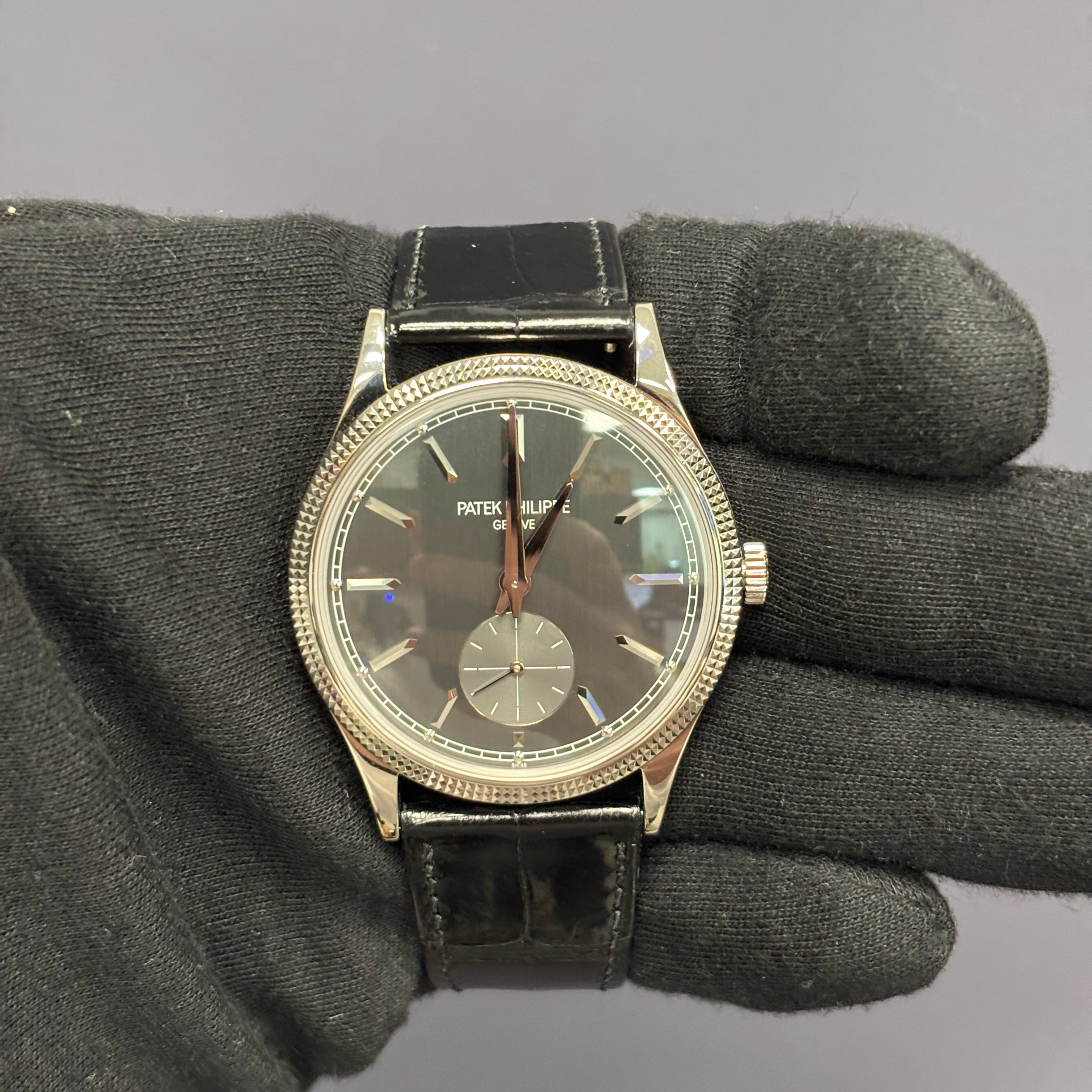 Patek Philippe Calatrava 39mm Grey Dial Watch Ref# 6119G-001 - Happy Jewelers Fine Jewelry Lifetime Warranty