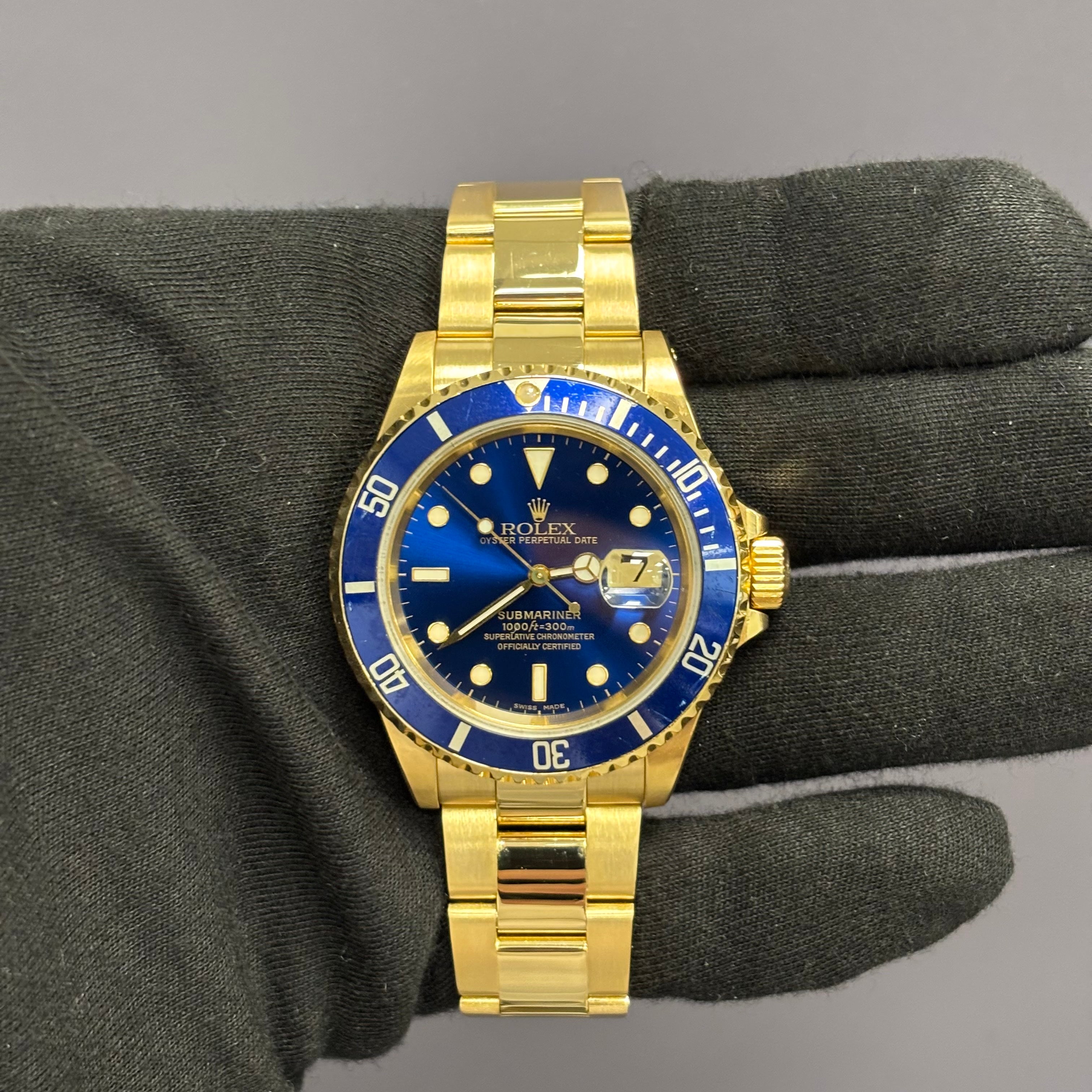 Rolex Submariner 40mm Blue Dial Watch Ref# 16618 - Happy Jewelers Fine Jewelry Lifetime Warranty