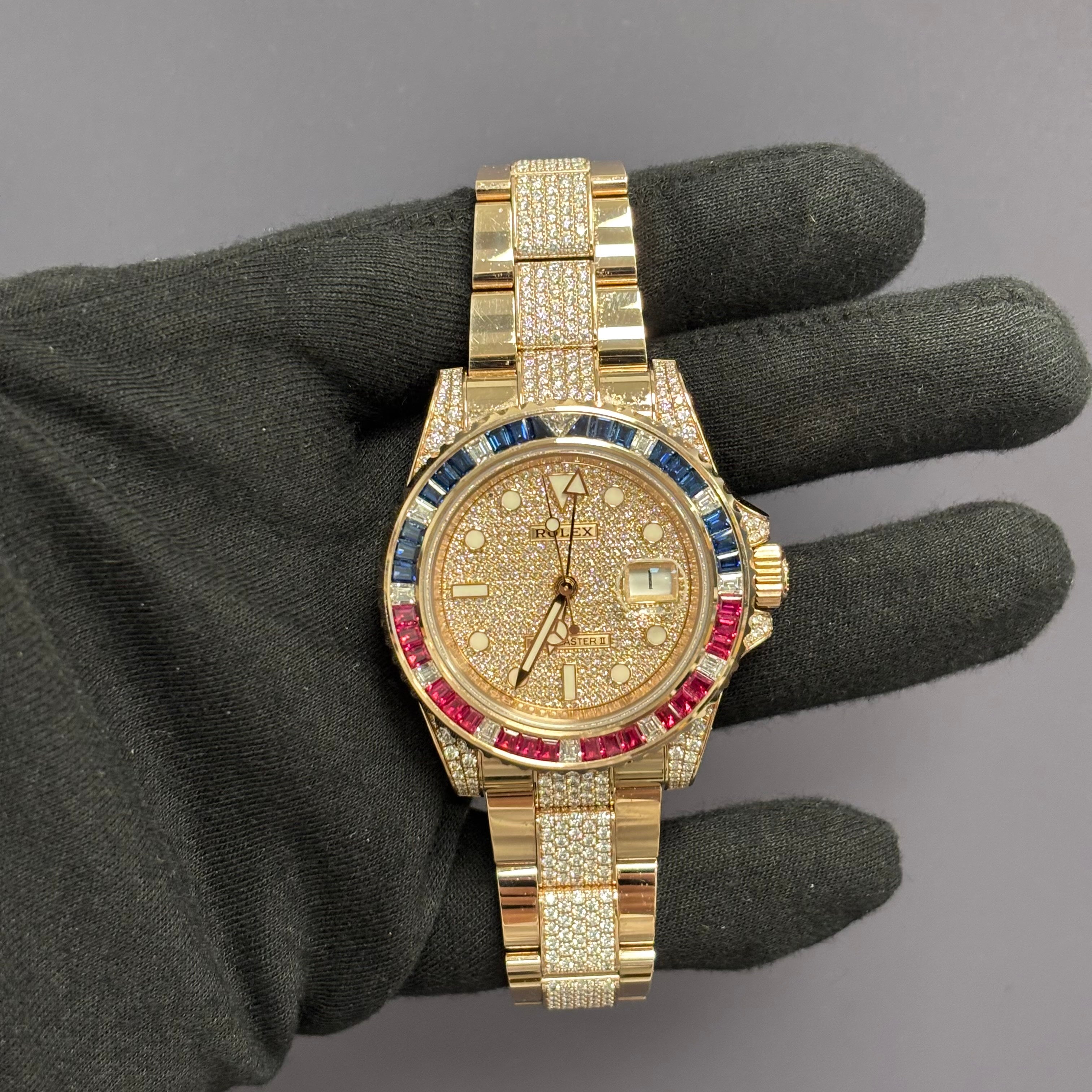 Rolex GMT-Master II 40mm Pave Dial Watch Ref# 126755SARU - Happy Jewelers Fine Jewelry Lifetime Warranty