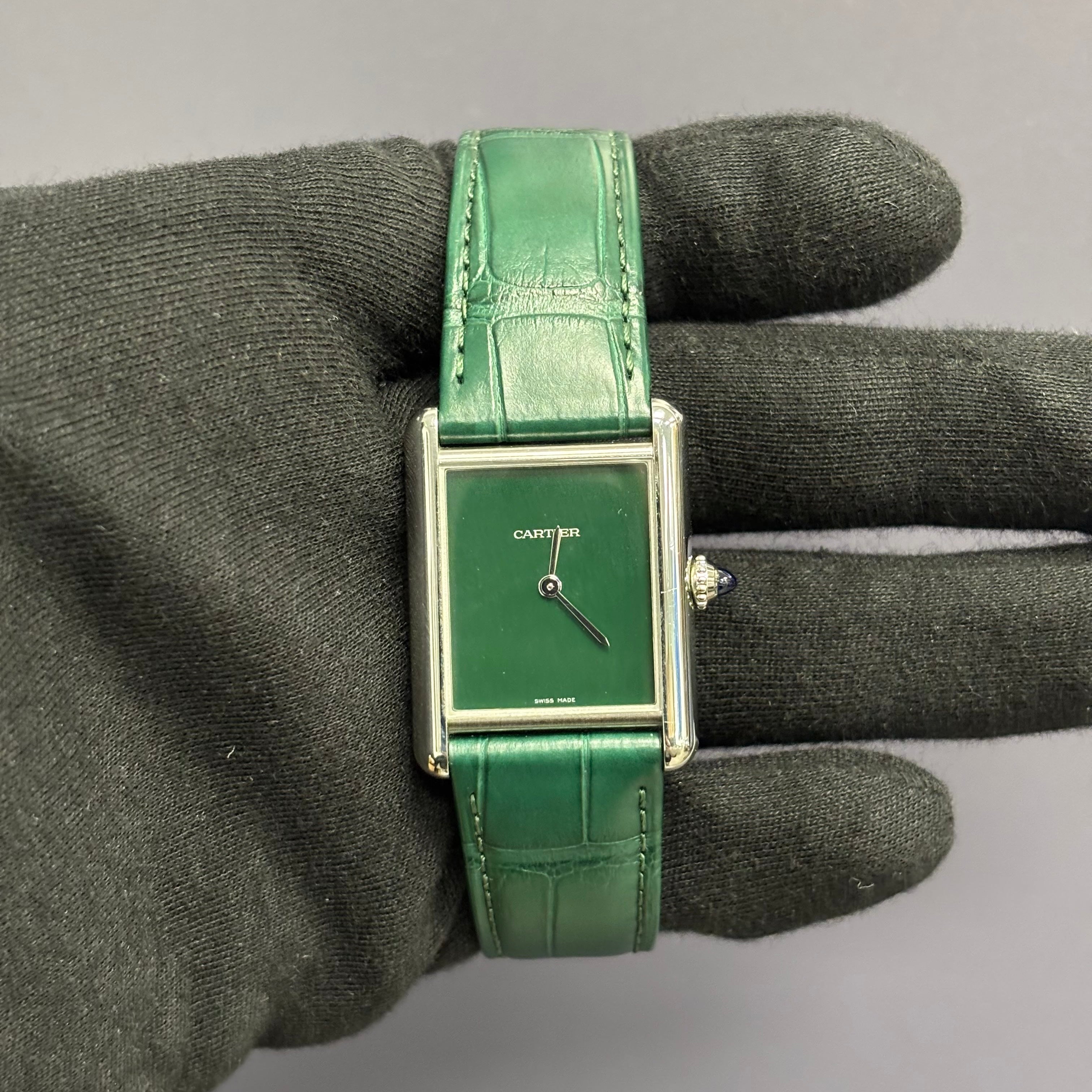 Cartier Tank 25mm Green Dial Watch Ref# WSTA0056 - Happy Jewelers Fine Jewelry Lifetime Warranty