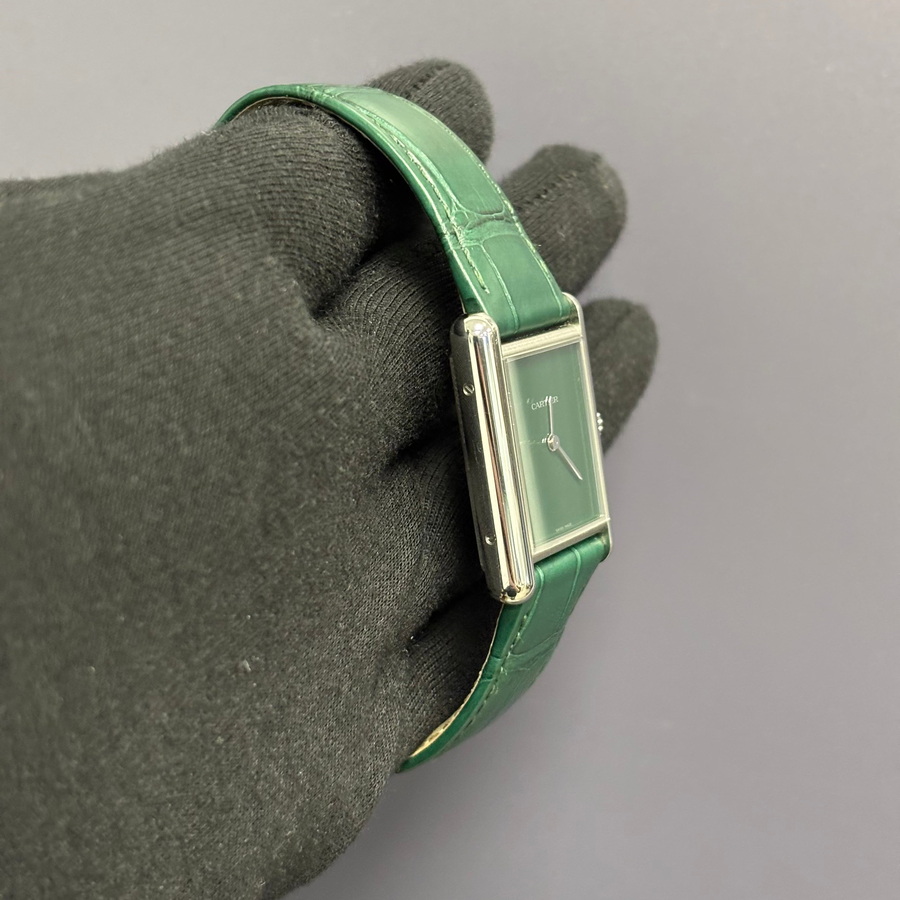 Cartier Tank 25mm Green Dial Watch Ref# WSTA0056 - Happy Jewelers Fine Jewelry Lifetime Warranty