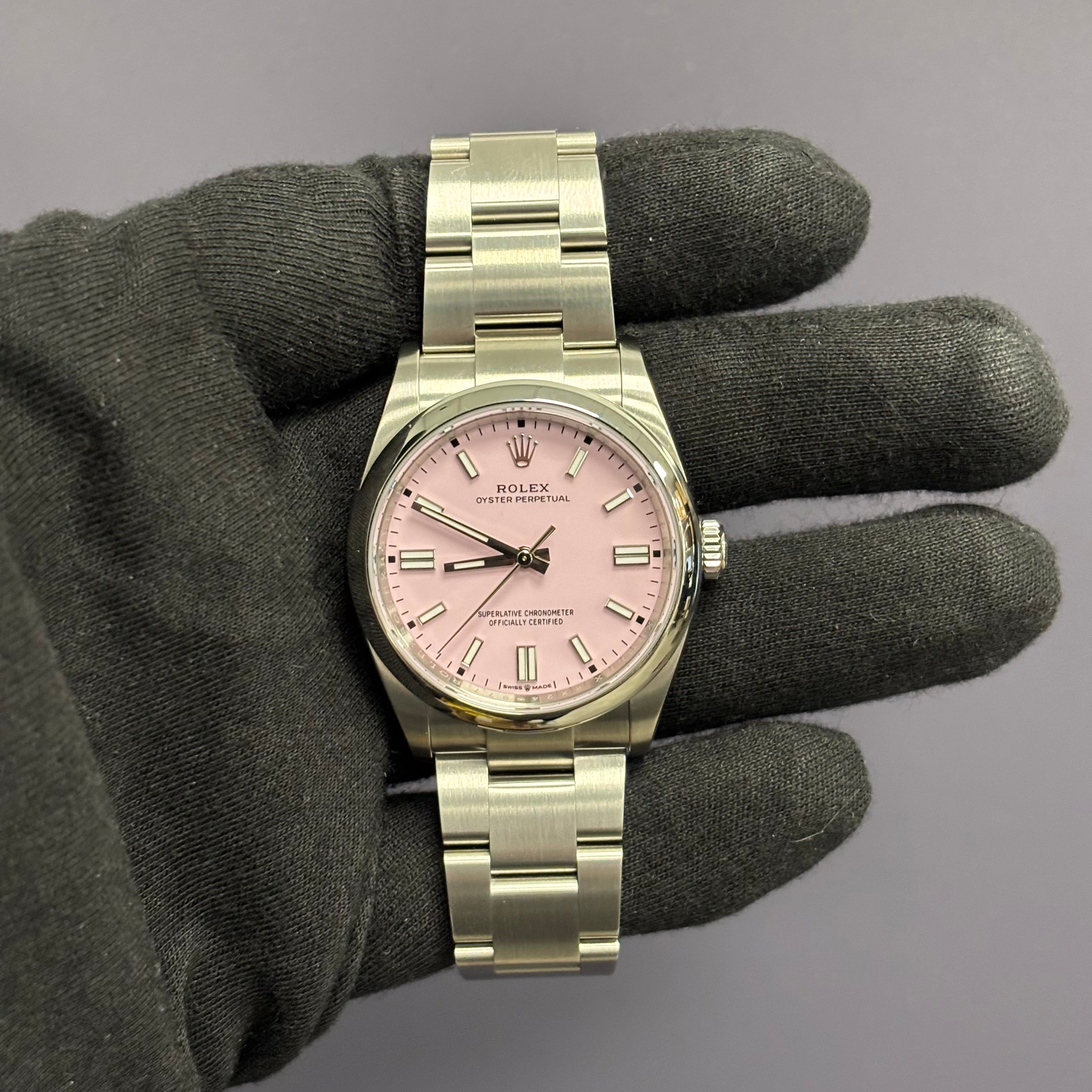 Rolex Oyster Perpetual 36mm Pink Dial Watch Ref# 126000 - Happy Jewelers Fine Jewelry Lifetime Warranty