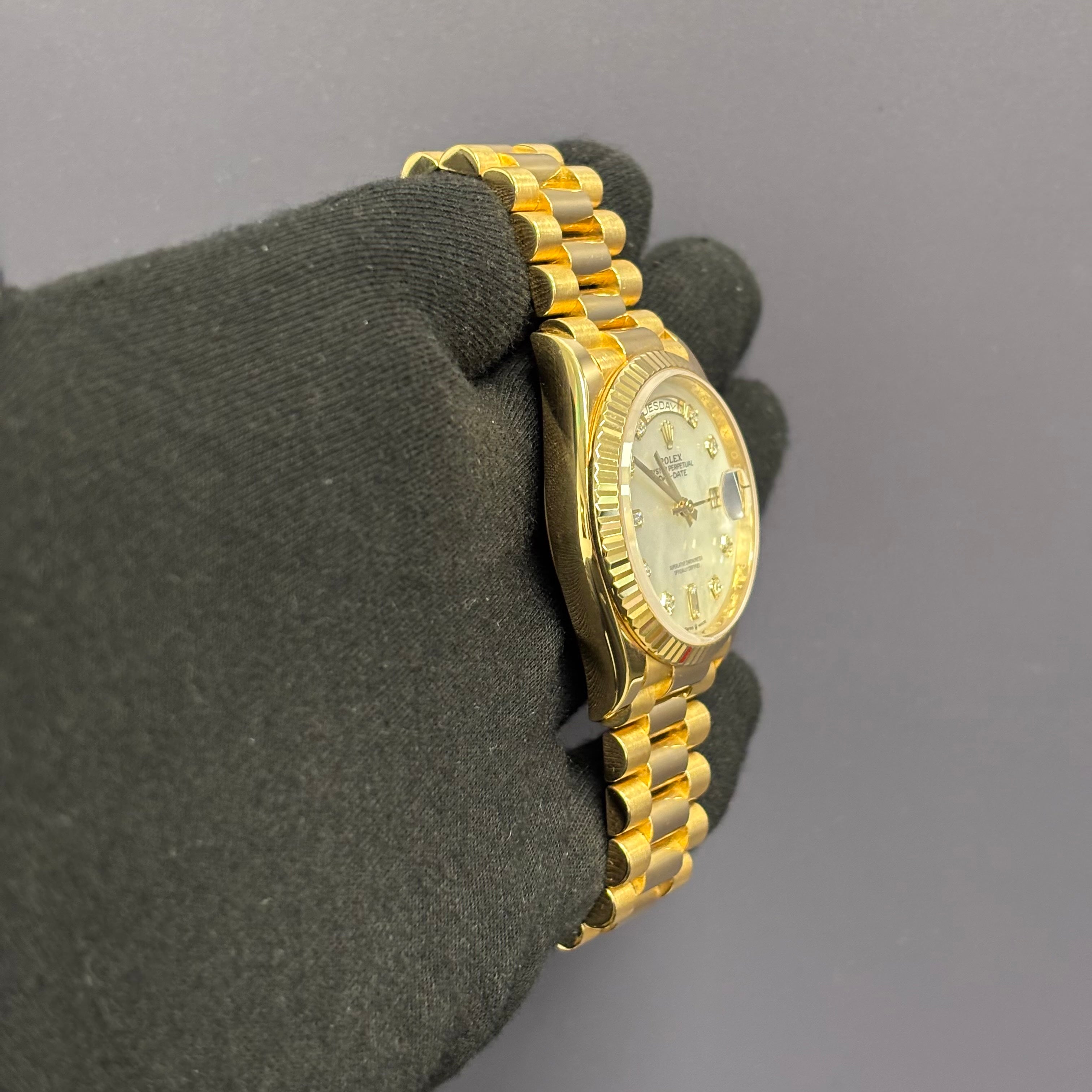Rolex Day-Date 36mm MOP Dial Watch Ref# 128238 - Happy Jewelers Fine Jewelry Lifetime Warranty