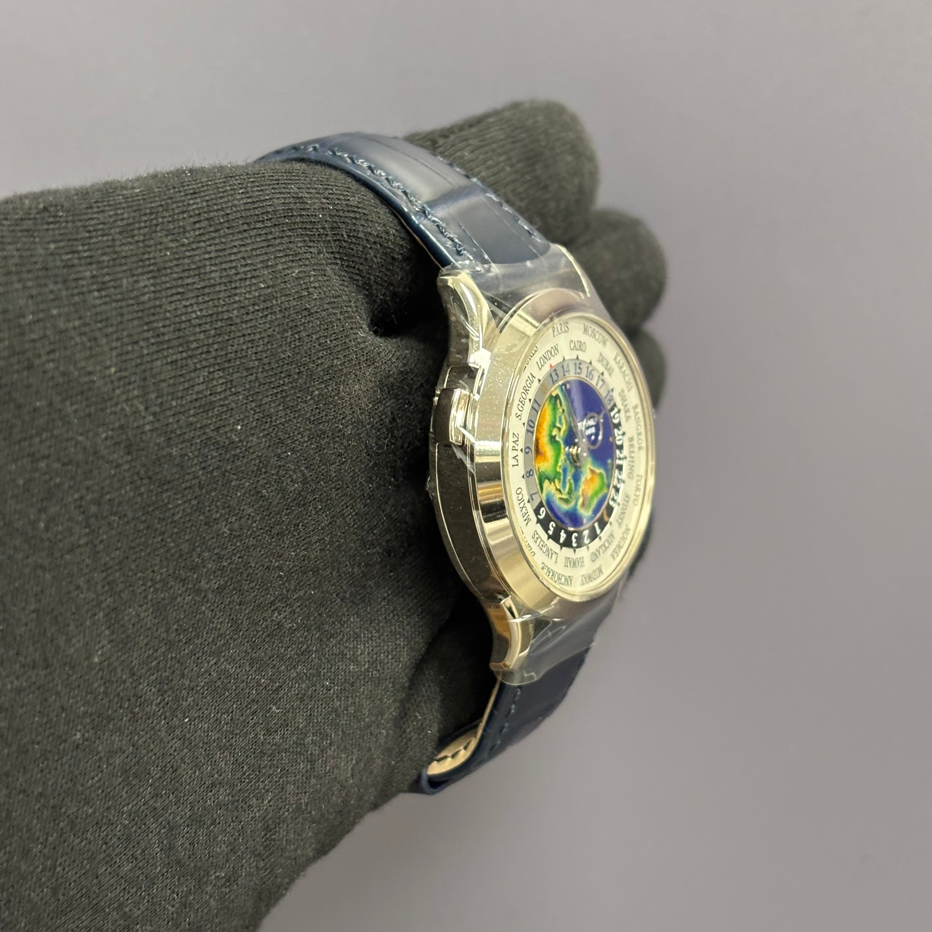 Patek Philippe World Time 38.5mm Blue Dial Watch Ref# 5231G-001 - Happy Jewelers Fine Jewelry Lifetime Warranty