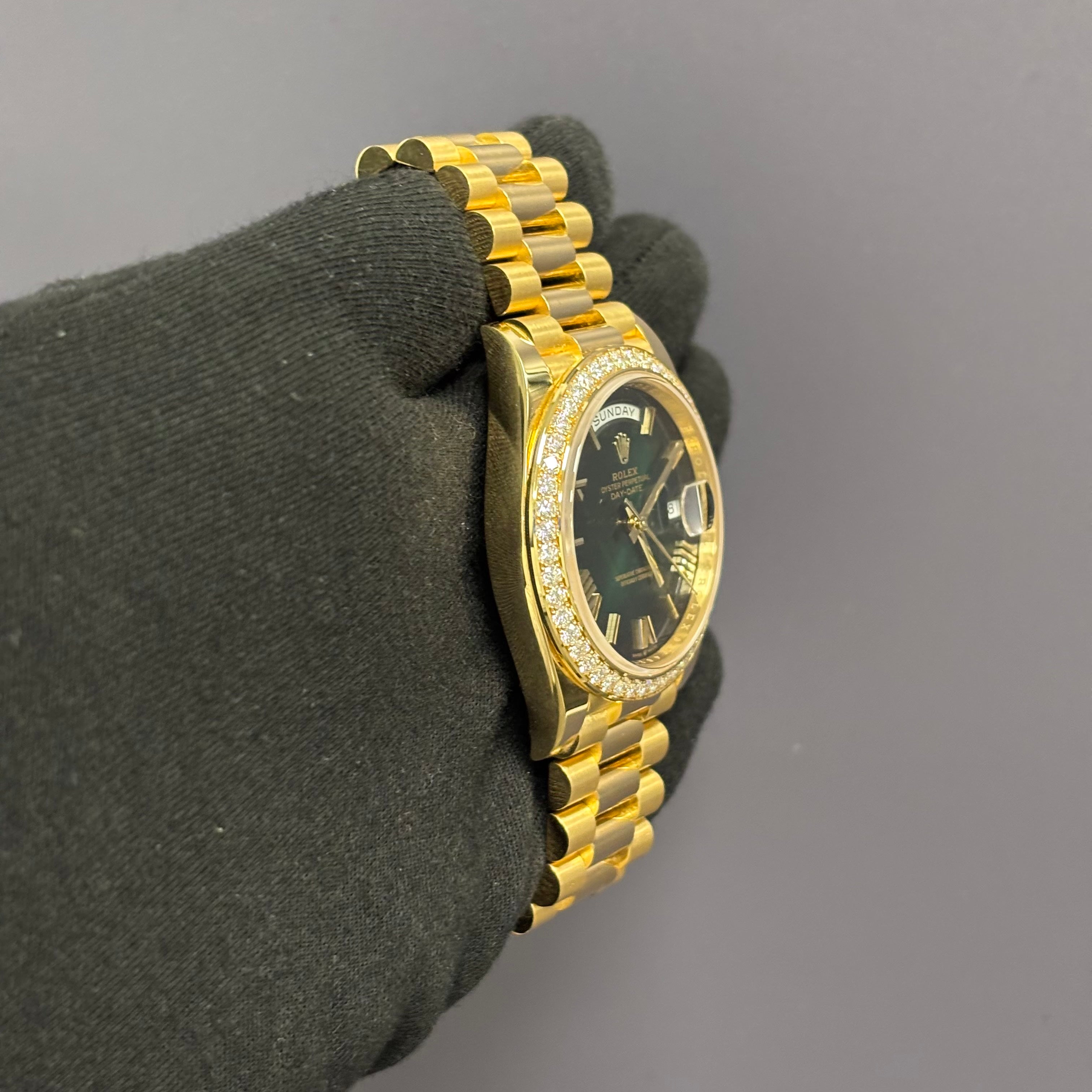 Rolex Day-Date 40mm Green Dial Watch Ref# 228348RBR - Happy Jewelers Fine Jewelry Lifetime Warranty