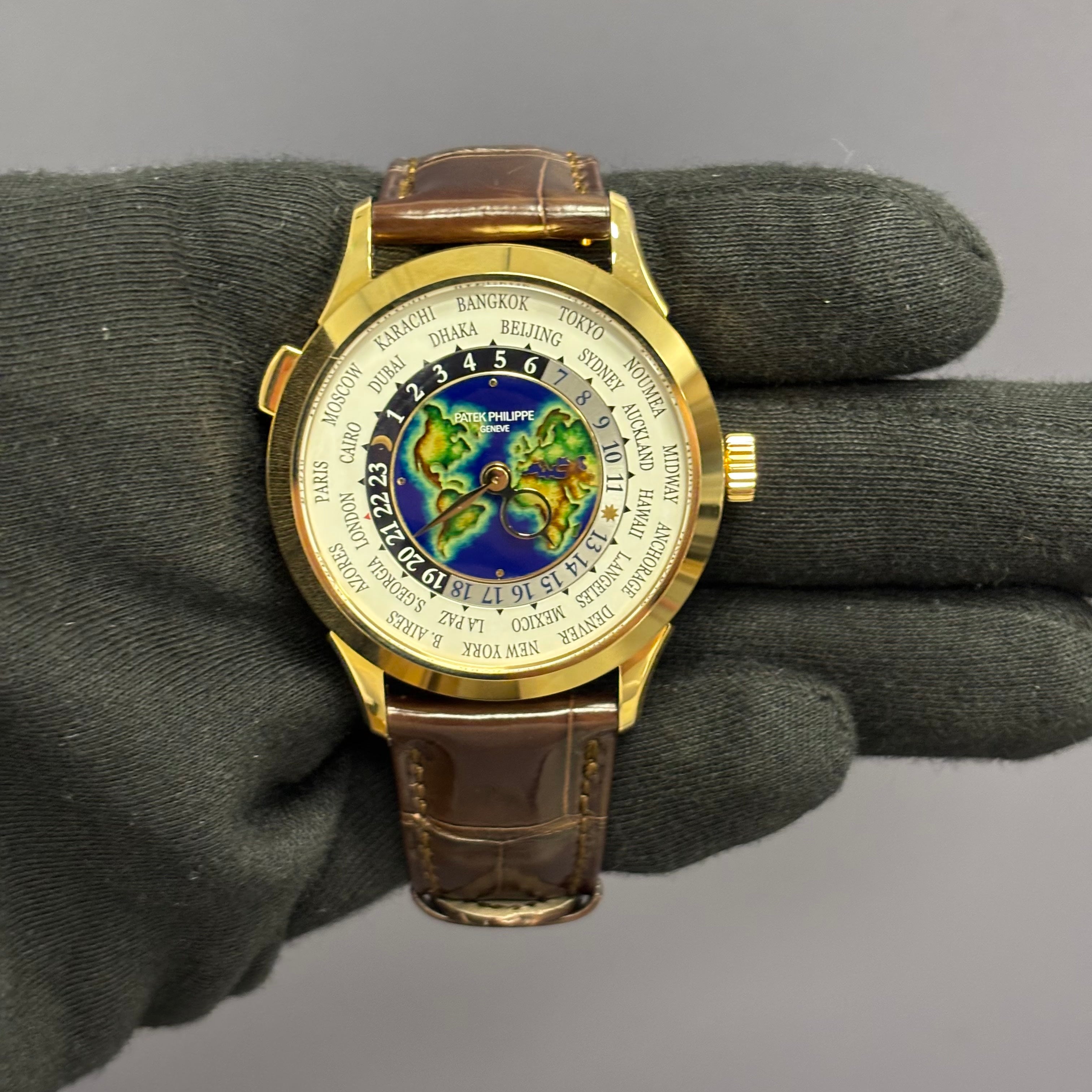 Patek Philippe World Time 38.5mm Blue Dial Watch Ref# 5231J-001 - Happy Jewelers Fine Jewelry Lifetime Warranty