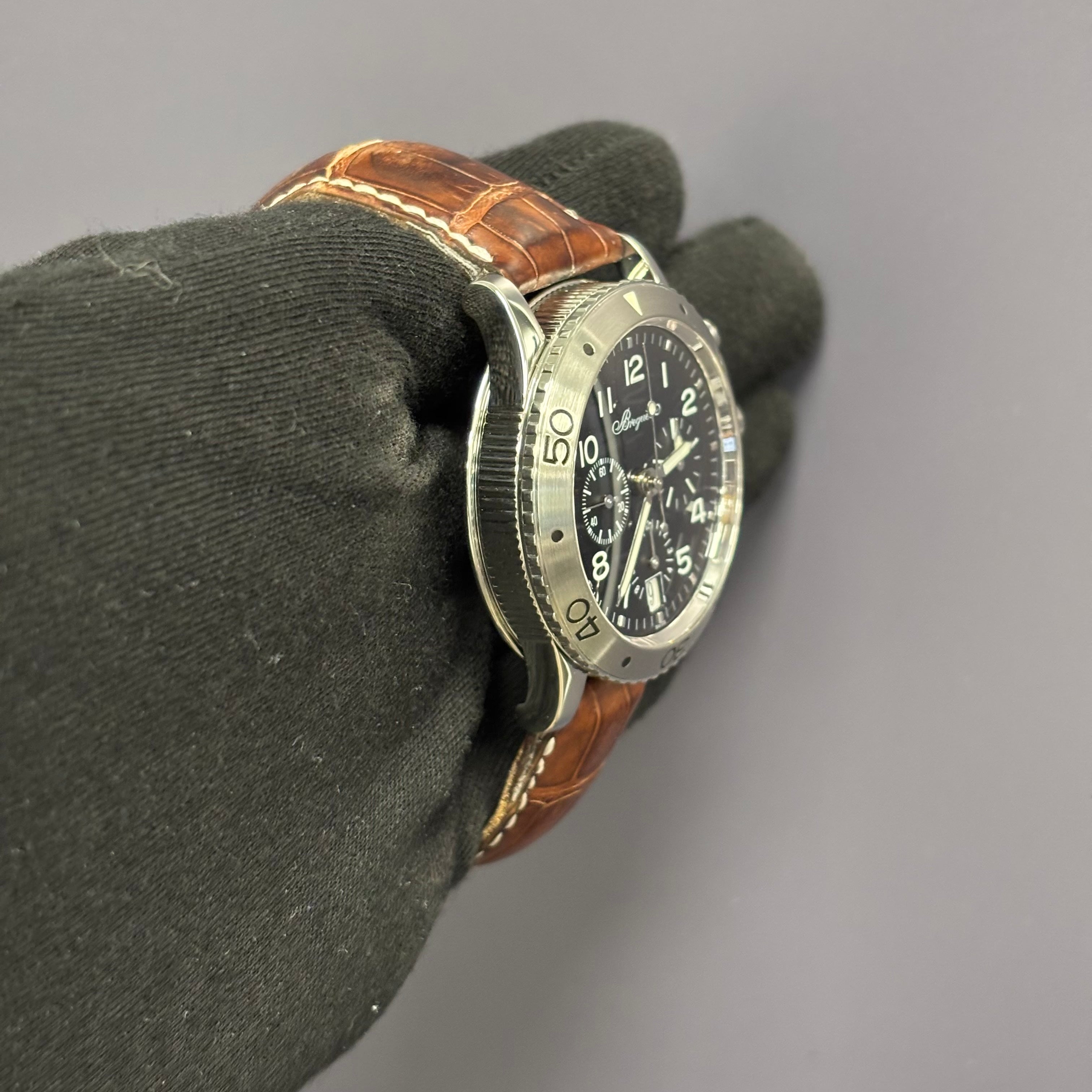 Breguet Type XX 39mm Black Dial Watch Ref# 3820ST - Happy Jewelers Fine Jewelry Lifetime Warranty