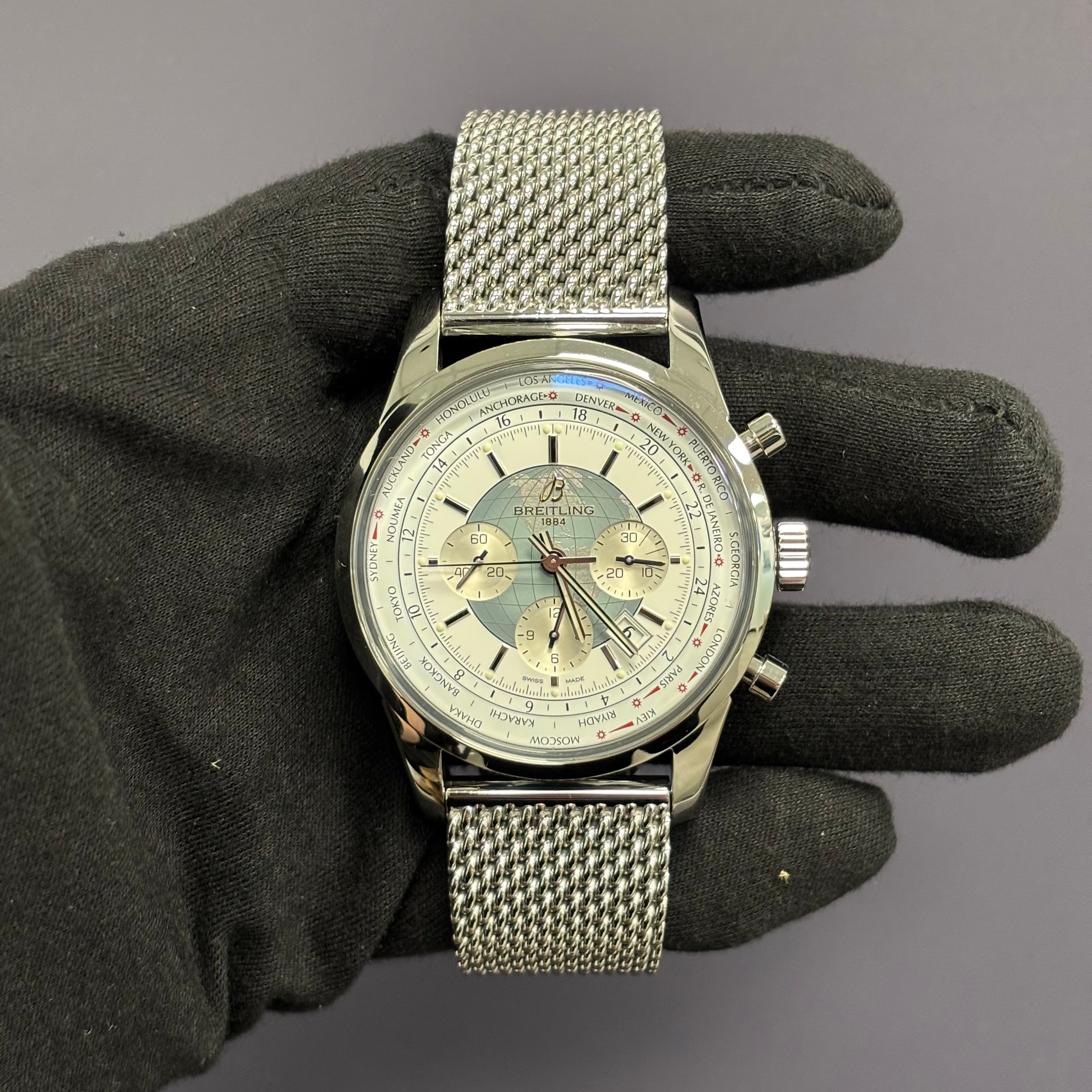 Breitling Transocean 46mm White Dial Watch Ref# AB0510 - Happy Jewelers Fine Jewelry Lifetime Warranty