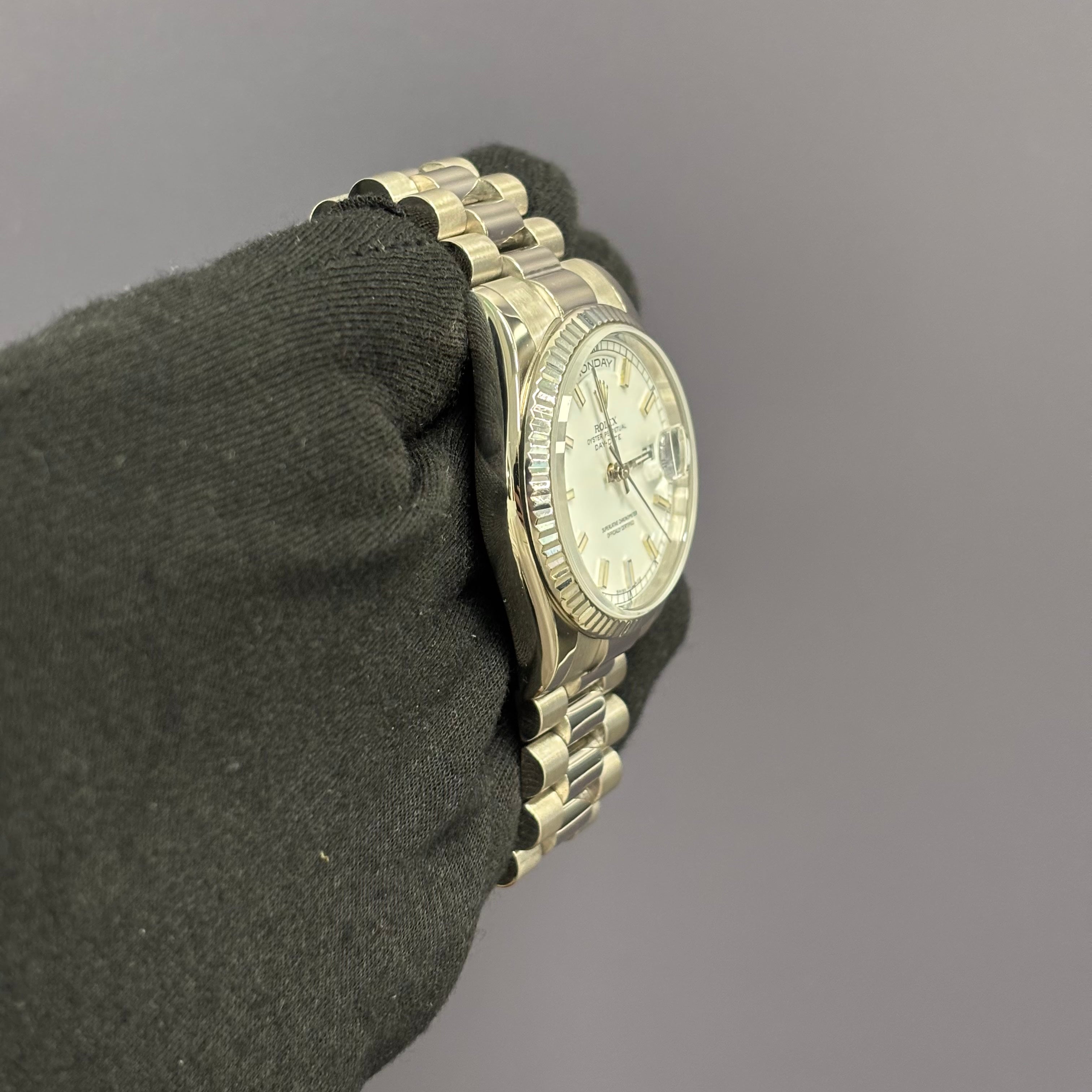 Rolex Day-Date 36mm White Dial Watch Ref# 118239 - Happy Jewelers Fine Jewelry Lifetime Warranty