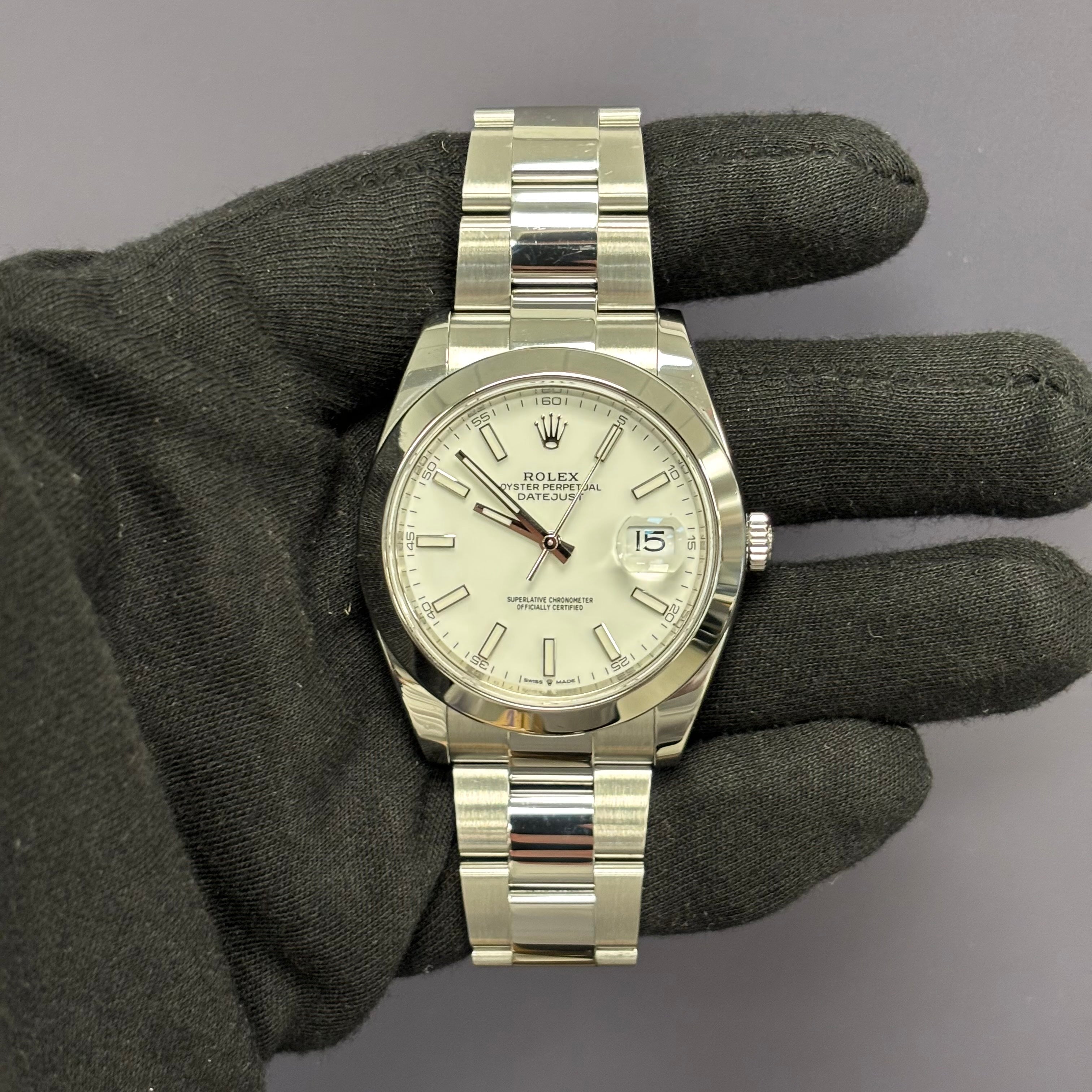 Rolex Datejust 41mm White Dial Watch Ref# 126300 - Happy Jewelers Fine Jewelry Lifetime Warranty