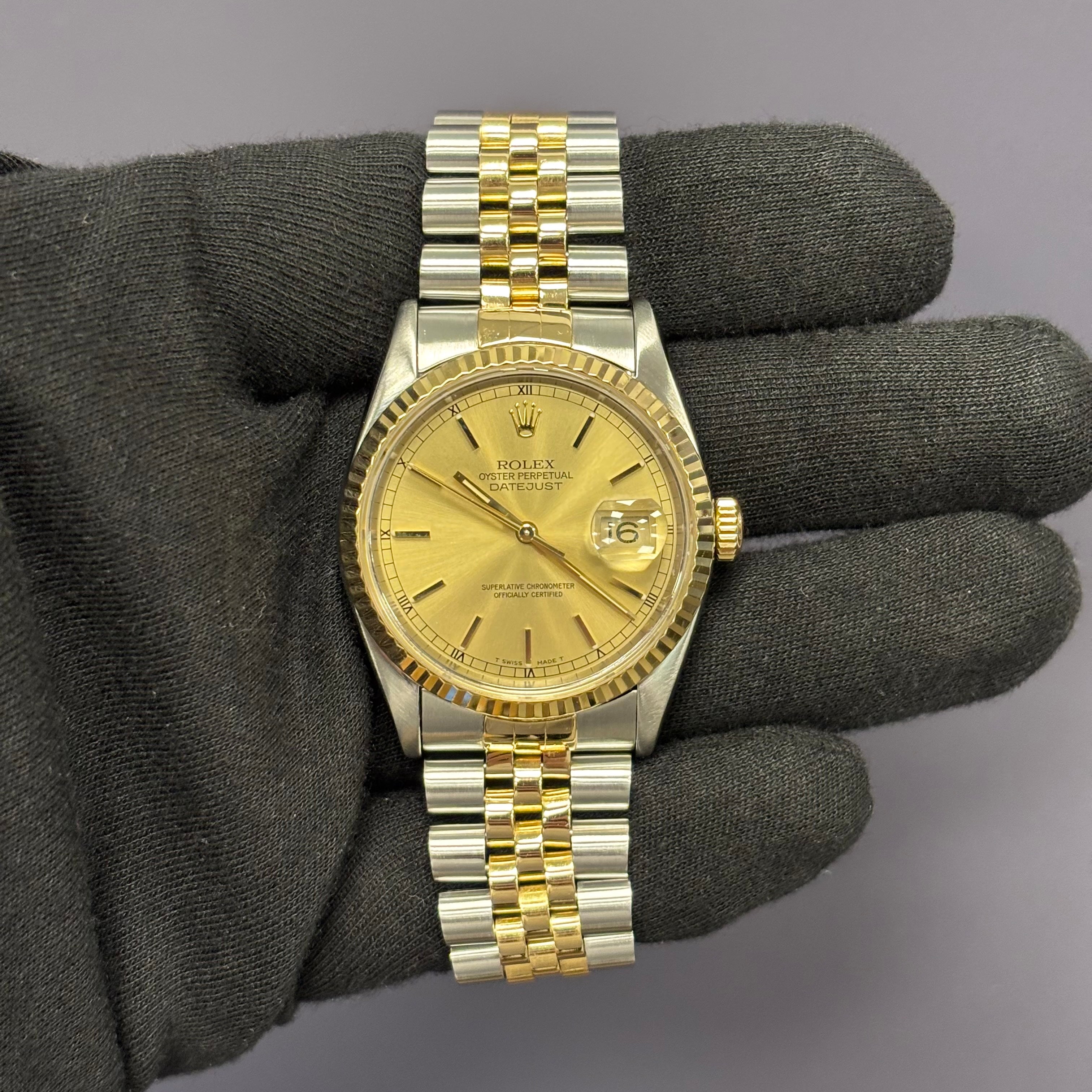 Rolex Datejust 36mm Champagne Dial Watch Ref# 16233 - Happy Jewelers Fine Jewelry Lifetime Warranty