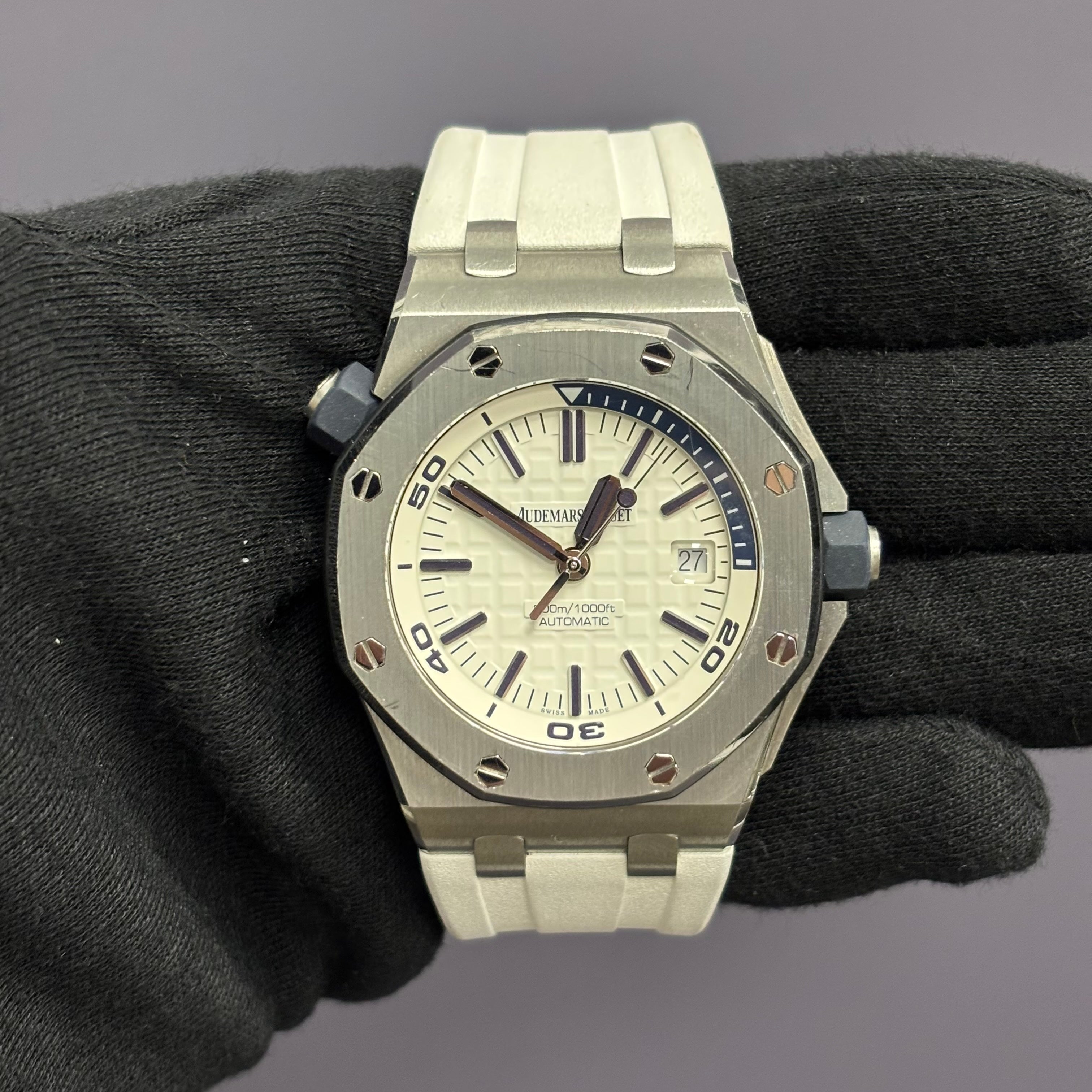 Audemars Piguet Royal Oak 42mm White Dial Watch Ref# 15710ST.OO.A010CA.01 - Happy Jewelers Fine Jewelry Lifetime Warranty