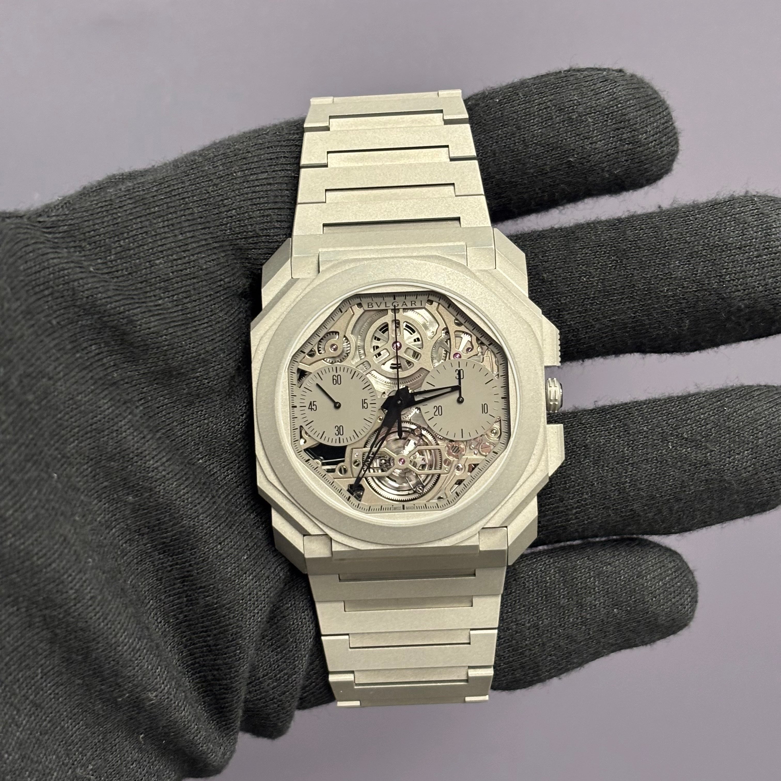 Bvlgari Octo 43mm Openwork Dial Watch Ref# 103295 - Happy Jewelers Fine Jewelry Lifetime Warranty