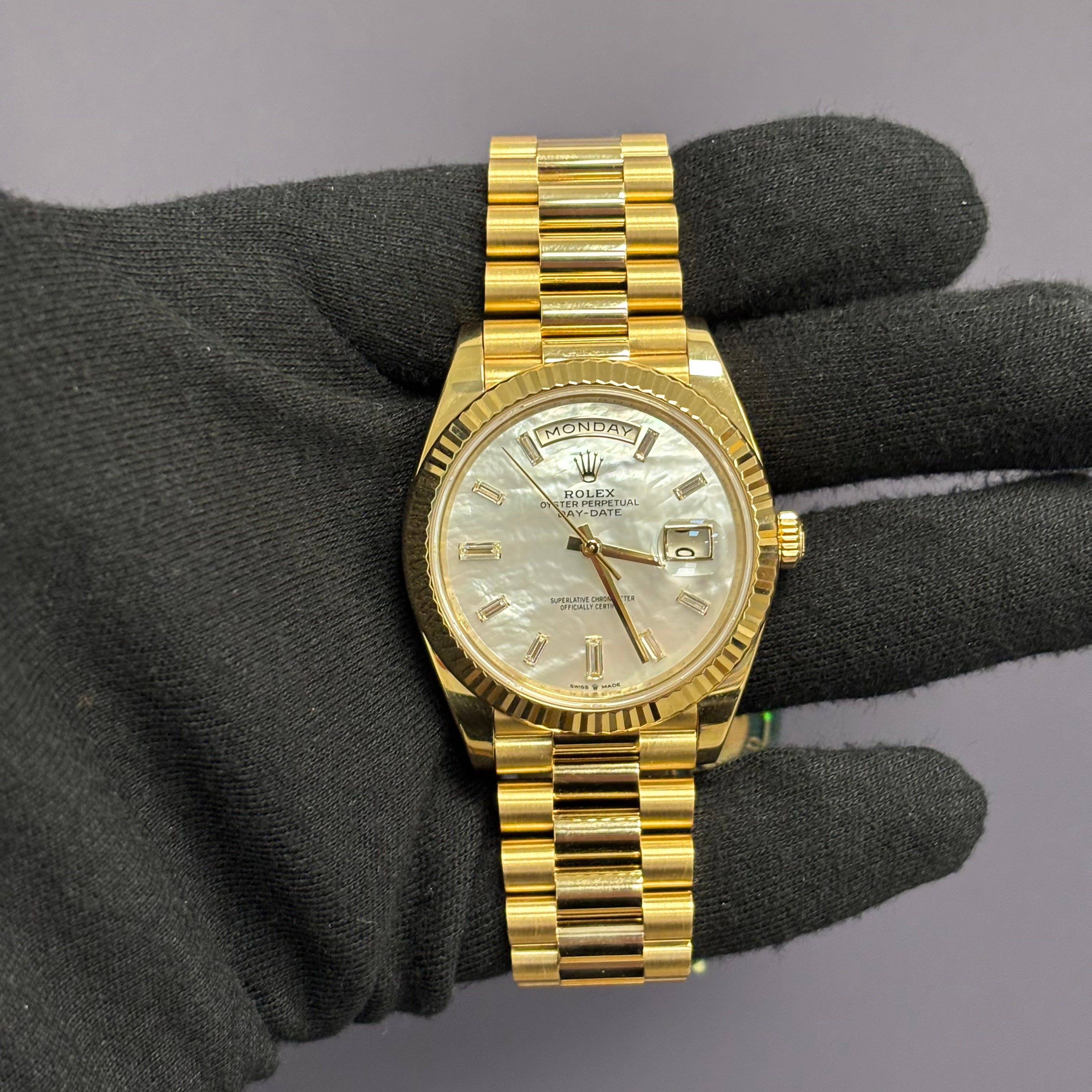 Rolex Day-Date 40mm MOP Dial Watch Ref# 228238 - Happy Jewelers Fine Jewelry Lifetime Warranty