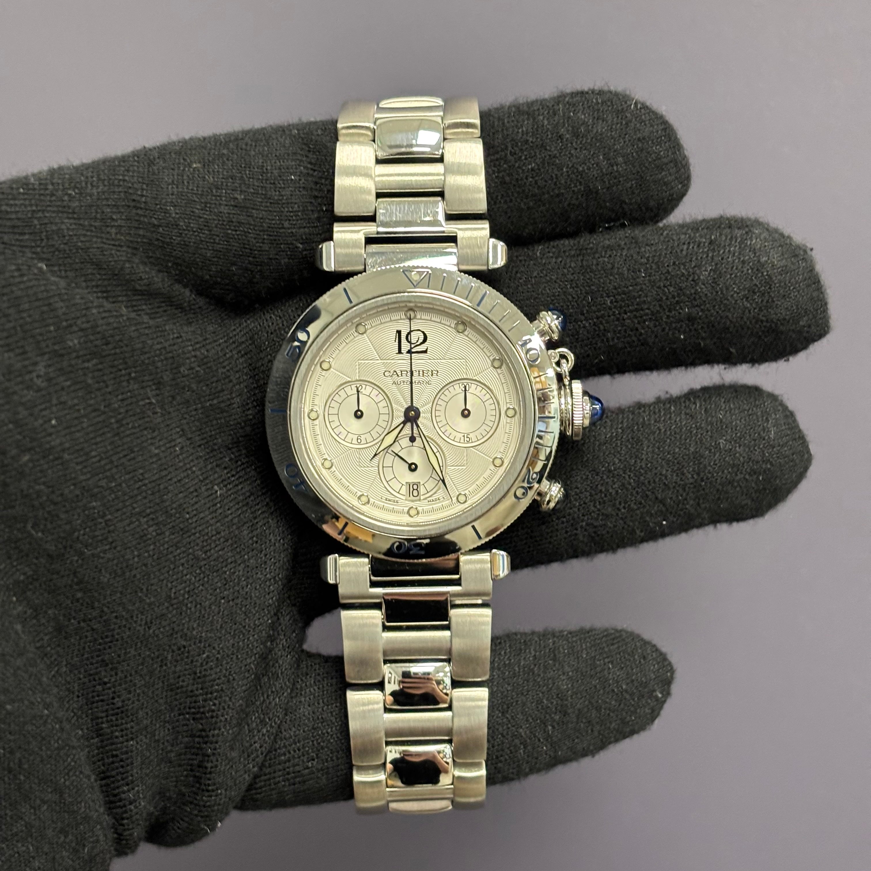 Cartier Pasha 38mm White Dial Watch Ref# W31030H3 - Happy Jewelers Fine Jewelry Lifetime Warranty