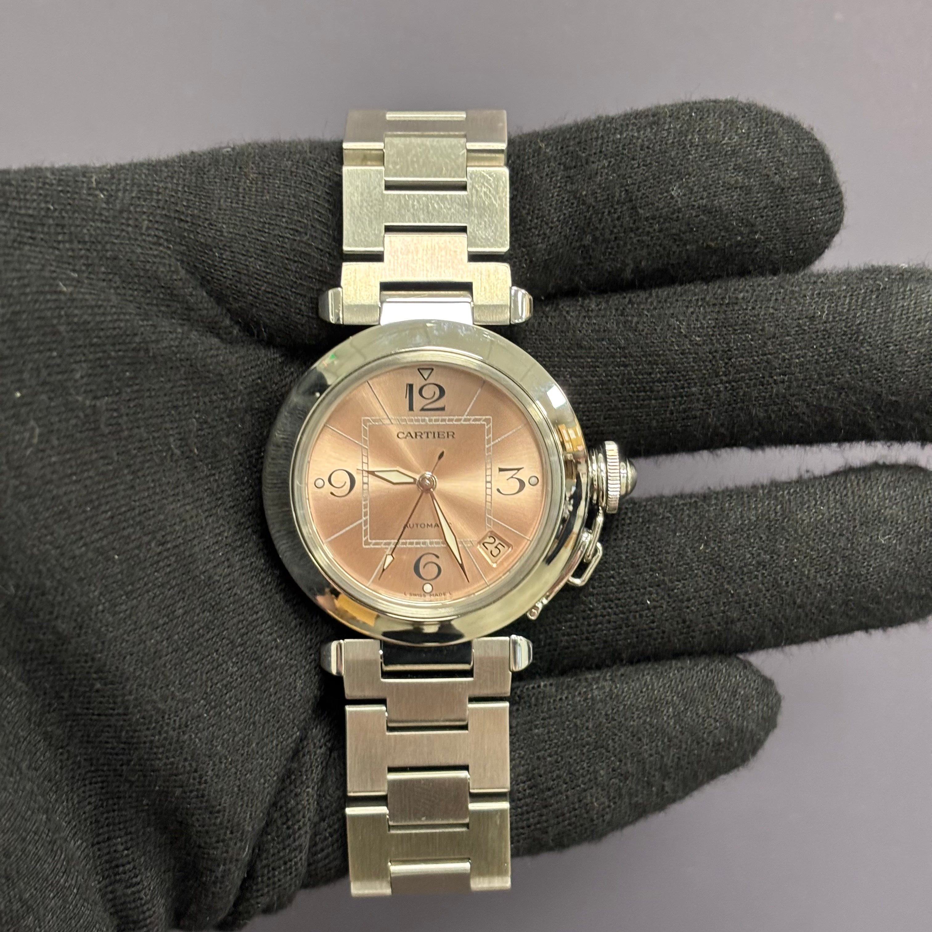 Cartier Pasha 35mm Pink Dial Watch Ref# W31075M7 - Happy Jewelers Fine Jewelry Lifetime Warranty