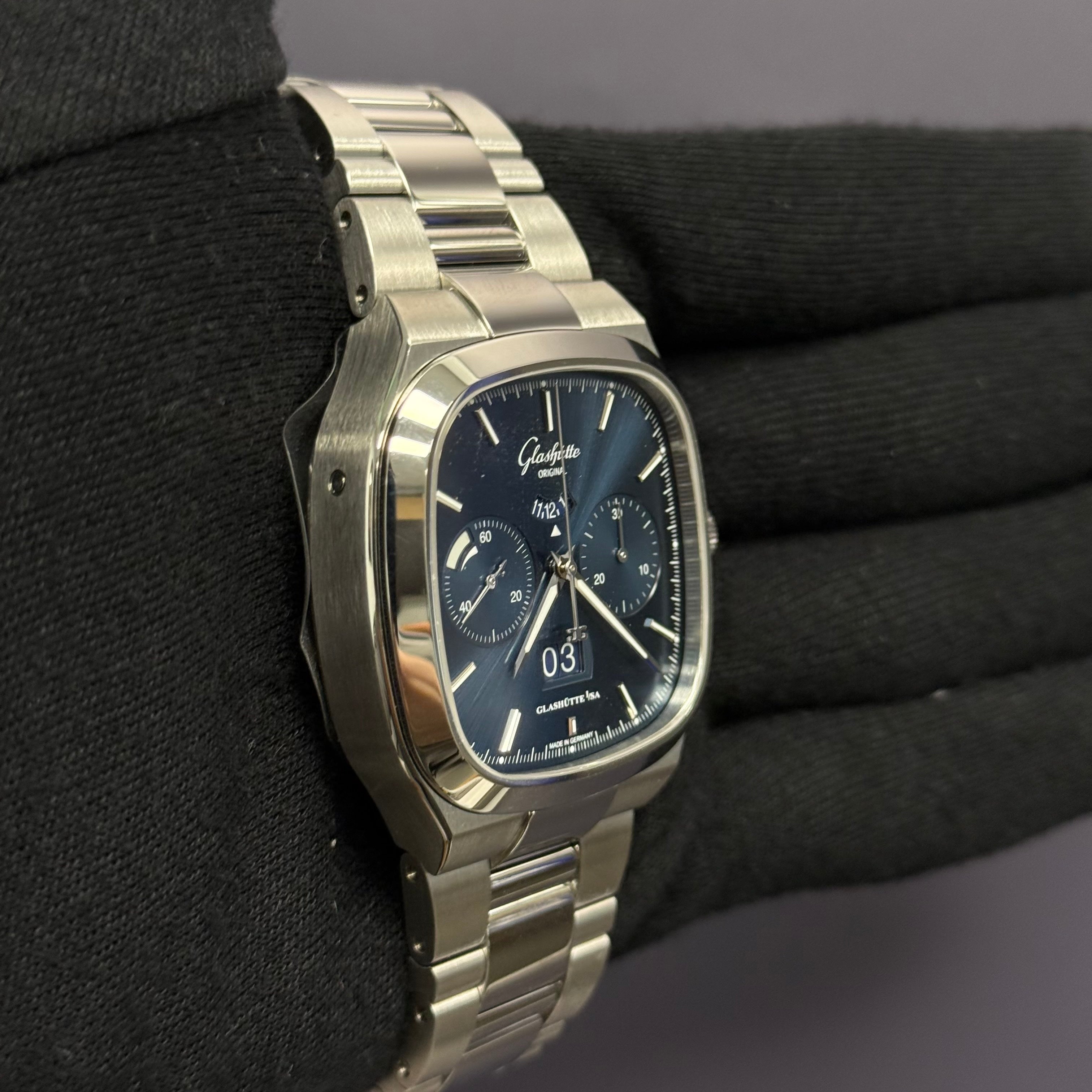 Glashutte Seventies 40mm Blue Dial Watch Ref# 1-37-02-08-02-70 - Happy Jewelers Fine Jewelry Lifetime Warranty