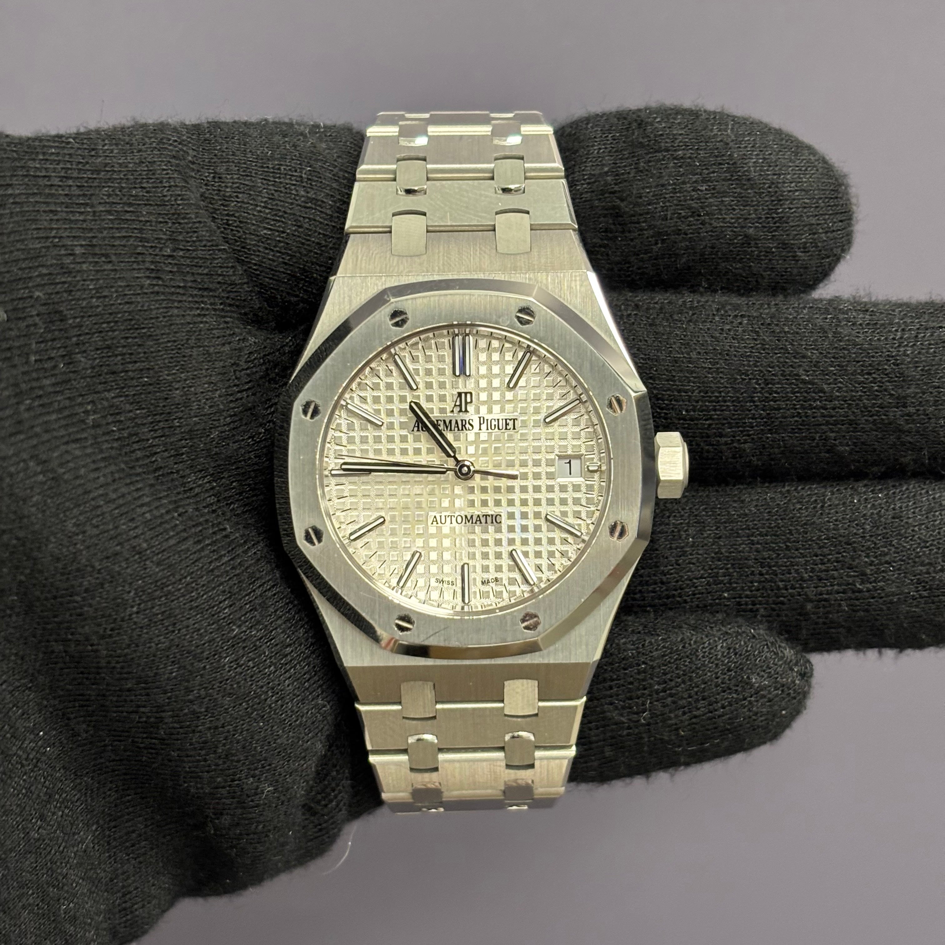 Audemars Piguet Royal Oak 37mm White Dial Watch Ref# 15450ST.OO.1256ST.01 - Happy Jewelers Fine Jewelry Lifetime Warranty