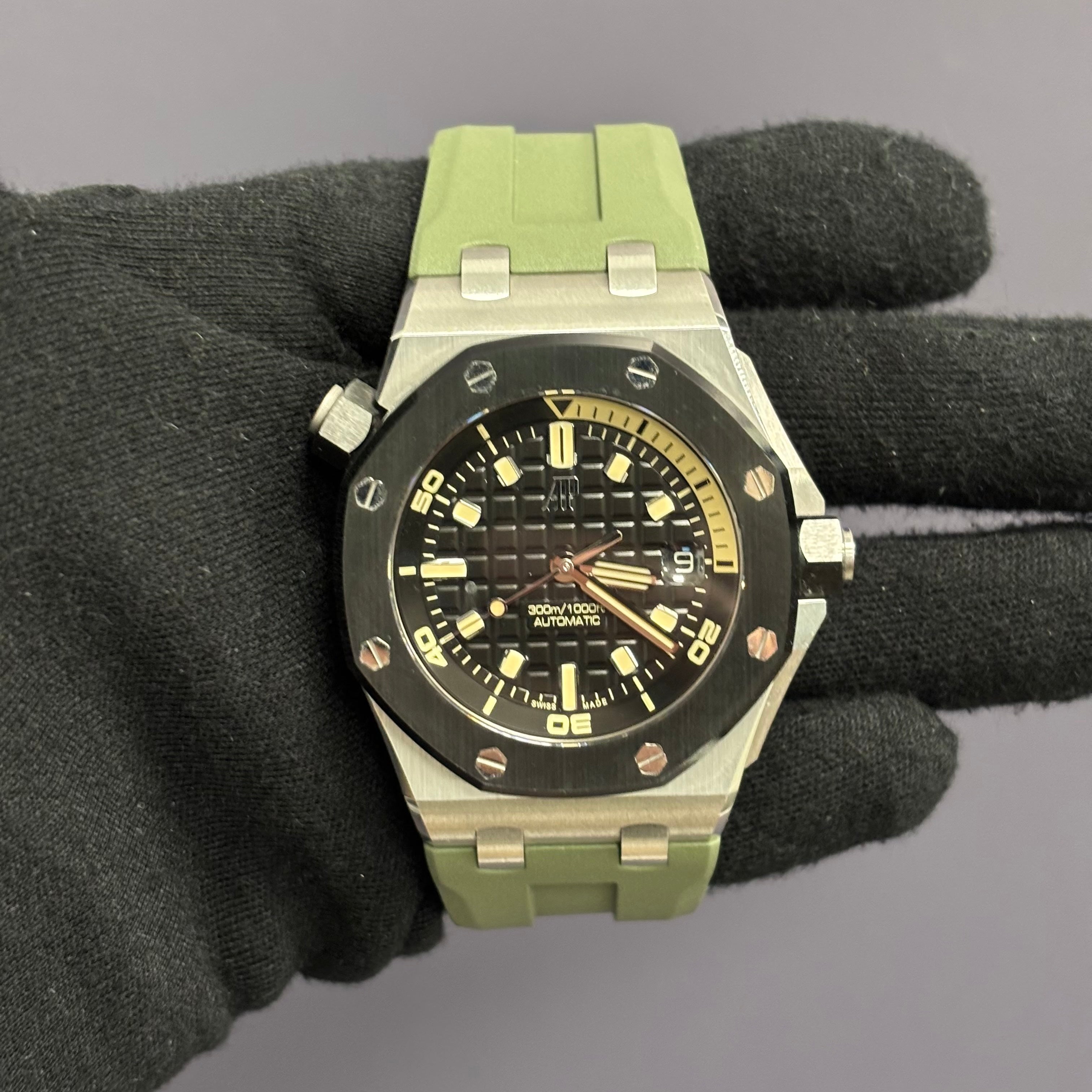 Audemars Piguet Royal Oak 42mm Black Dial Watch Ref# 15720CN.OO.A002CA.01 - Happy Jewelers Fine Jewelry Lifetime Warranty