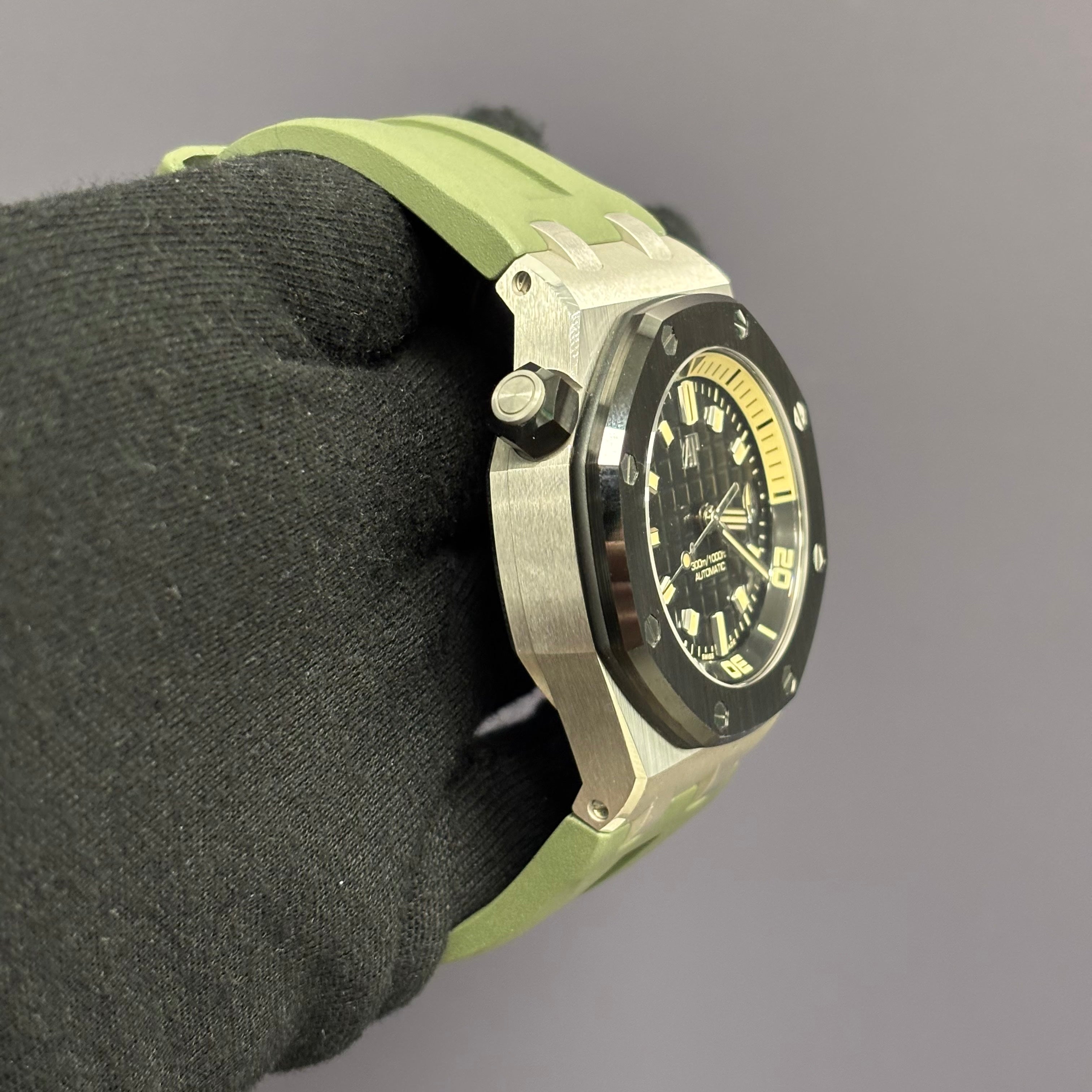 Audemars Piguet Royal Oak 42mm Black Dial Watch Ref# 15720CN.OO.A002CA.01 - Happy Jewelers Fine Jewelry Lifetime Warranty