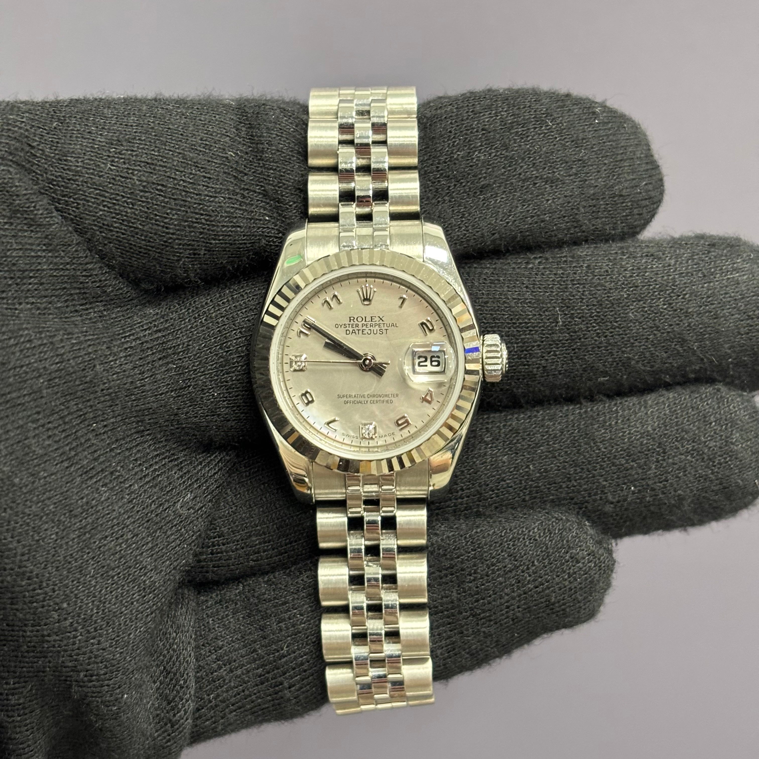 Rolex Datejust 26mm MOP Dial Watch Ref# 179174 - Happy Jewelers Fine Jewelry Lifetime Warranty