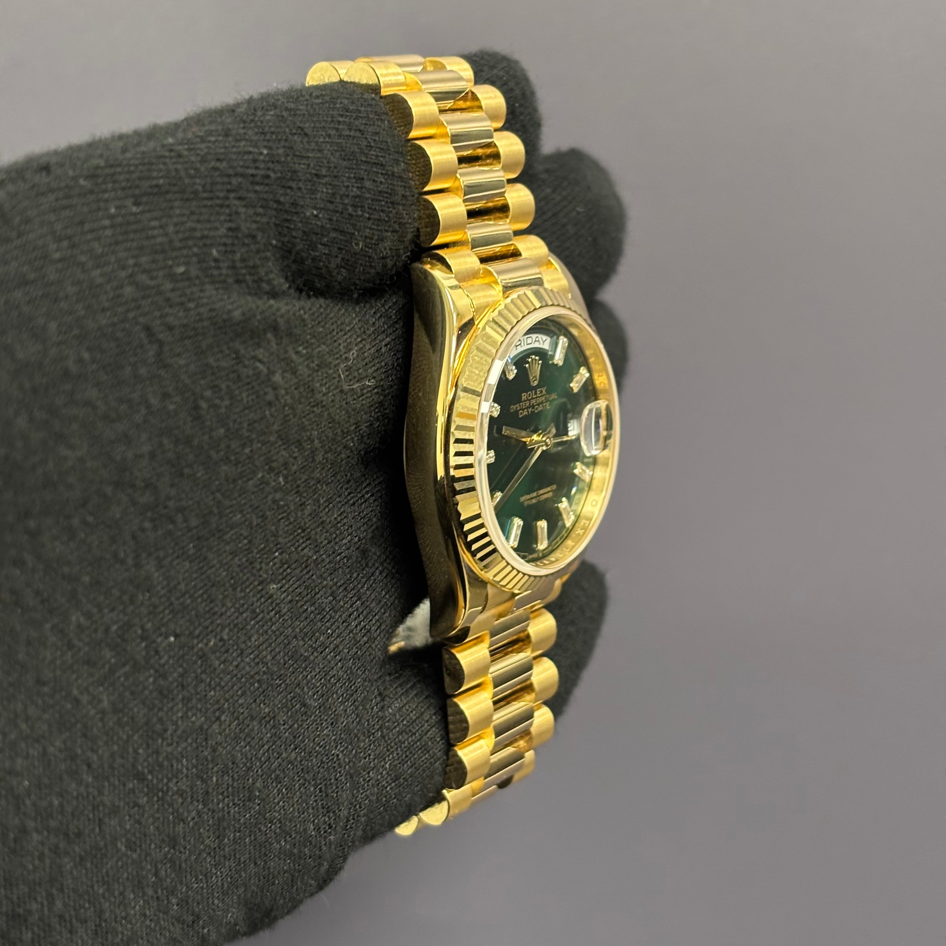 Rolex Day-Date 36mm Green Dial Watch Ref# 128238 - Happy Jewelers Fine Jewelry Lifetime Warranty