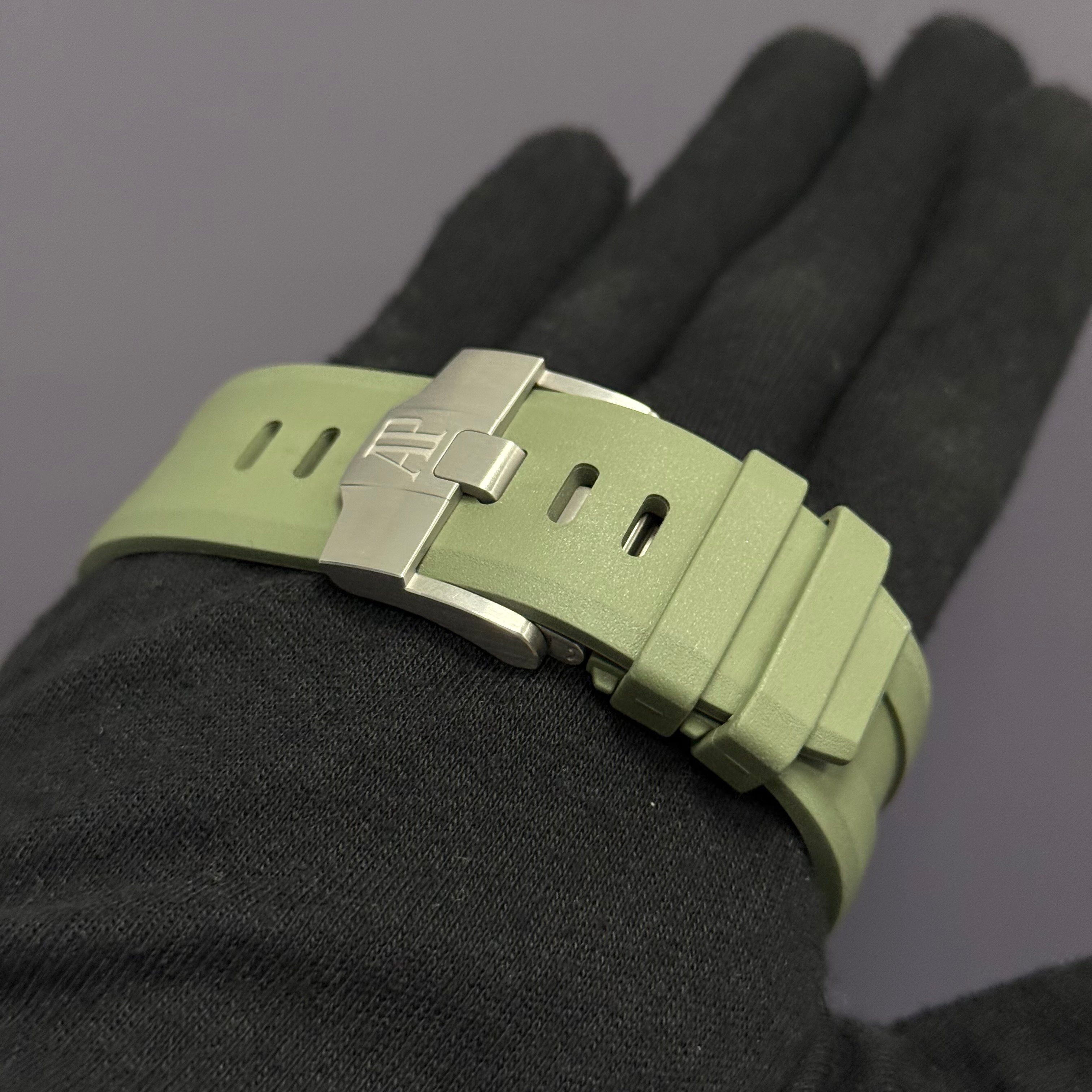 Audemars Piguet Royal Oak 42mm Green Dial Watch Ref# 15720ST.OO.A052CA.01 - Happy Jewelers Fine Jewelry Lifetime Warranty