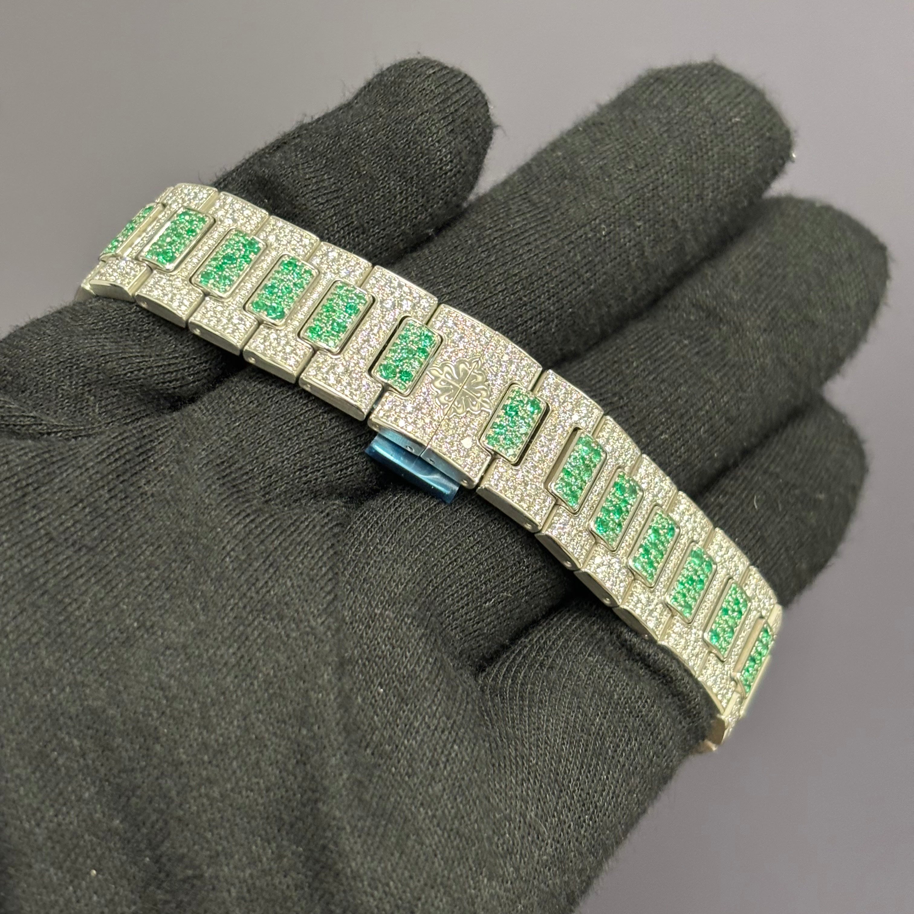 Patek Philippe Nautilus 35mm Pave Dial Watch Ref# 7118/1453G - Happy Jewelers Fine Jewelry Lifetime Warranty