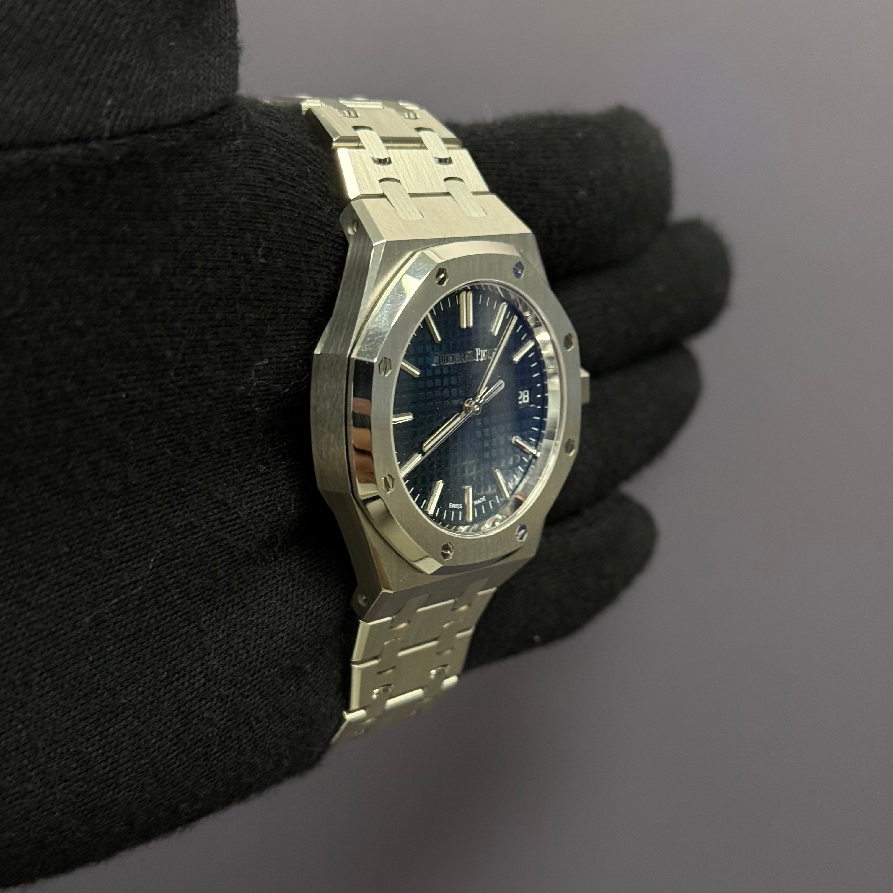 Audemars Piguet Royal Oak 37mm Blue Dial Watch Ref# 15550ST.OO.1356ST.06 - Happy Jewelers Fine Jewelry Lifetime Warranty