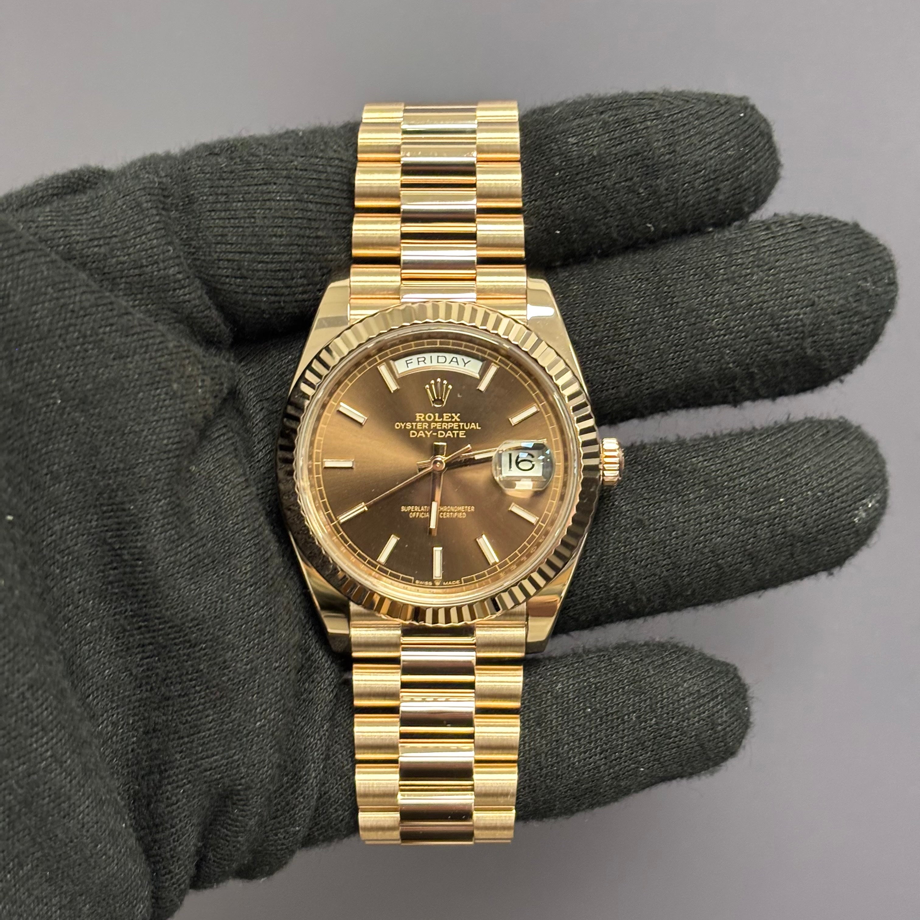 Rolex Day-Date 40mm Chocolate Dial Watch Ref# 228235 - Happy Jewelers Fine Jewelry Lifetime Warranty