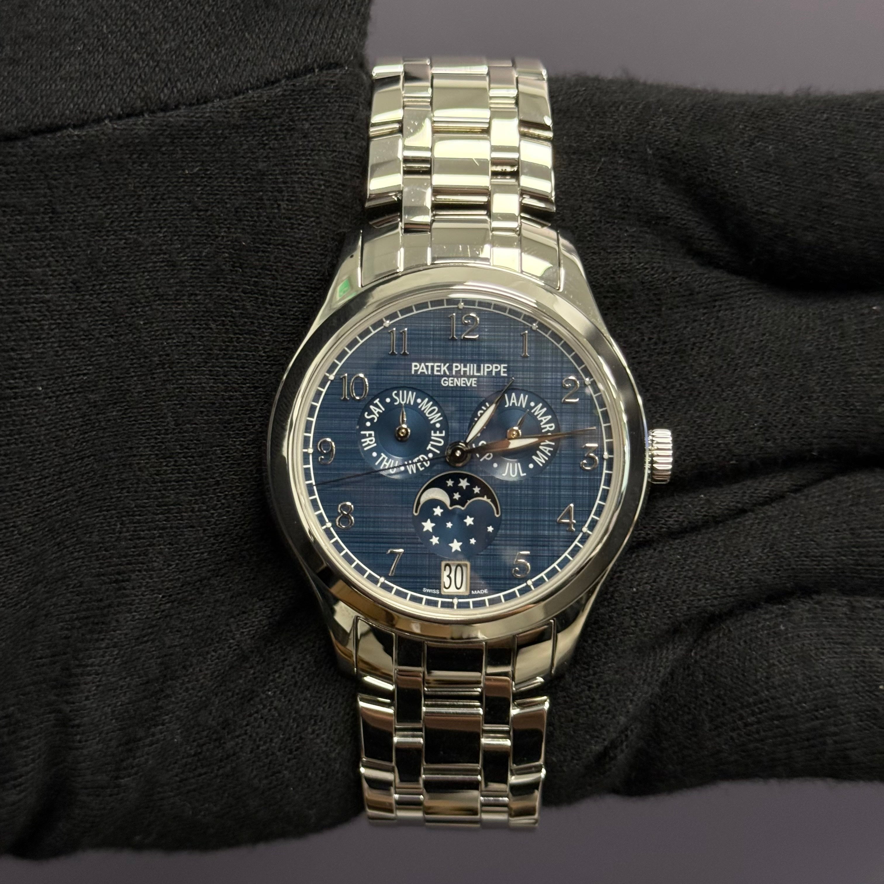 Patek Philippe Complications 38mm Blue Dial Watch Ref# 4947/1A-001 - Happy Jewelers Fine Jewelry Lifetime Warranty