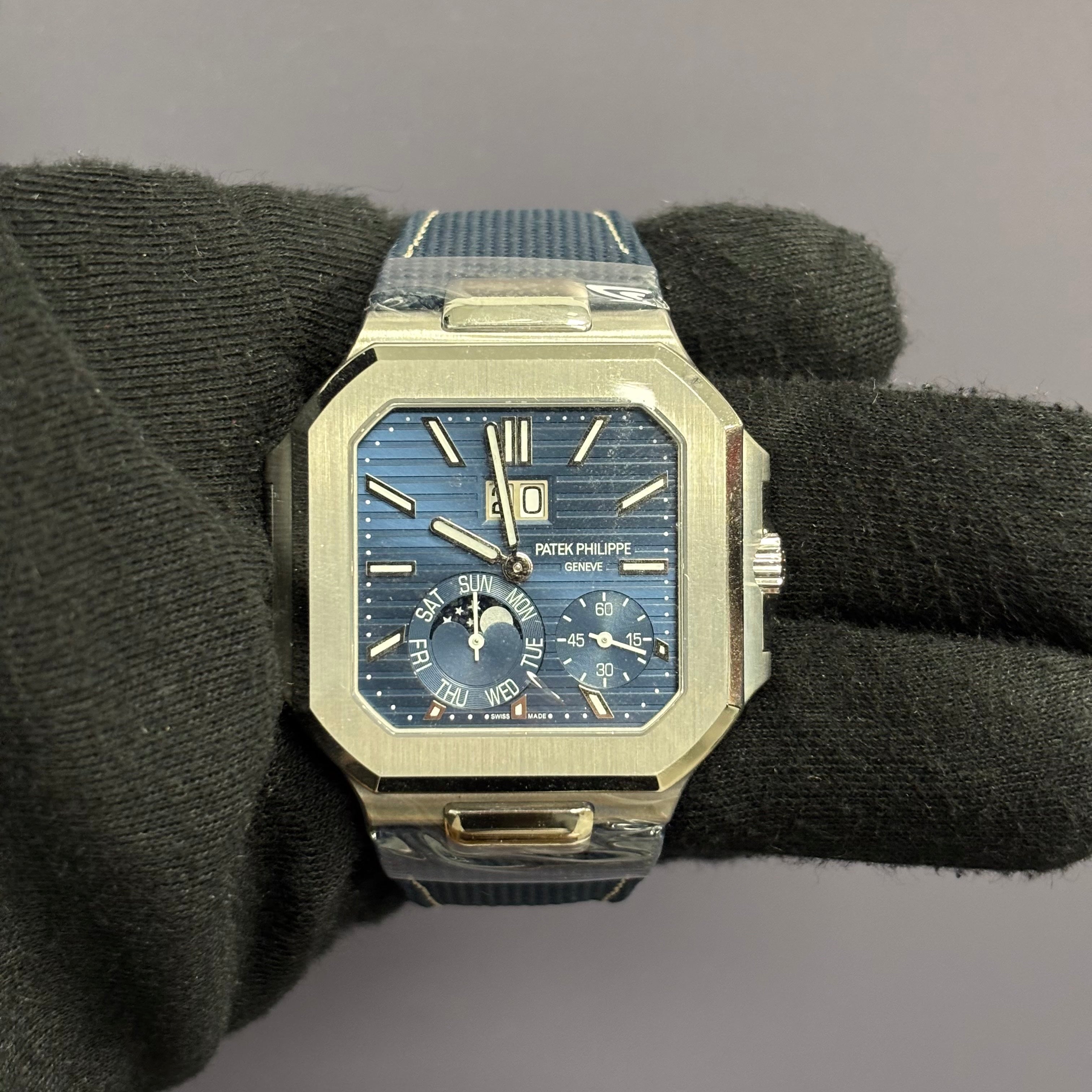 Patek Philippe Cubitus 45mm Blue Stick Dial Watch Ref# 5822P-001 - Happy Jewelers Fine Jewelry Lifetime Warranty