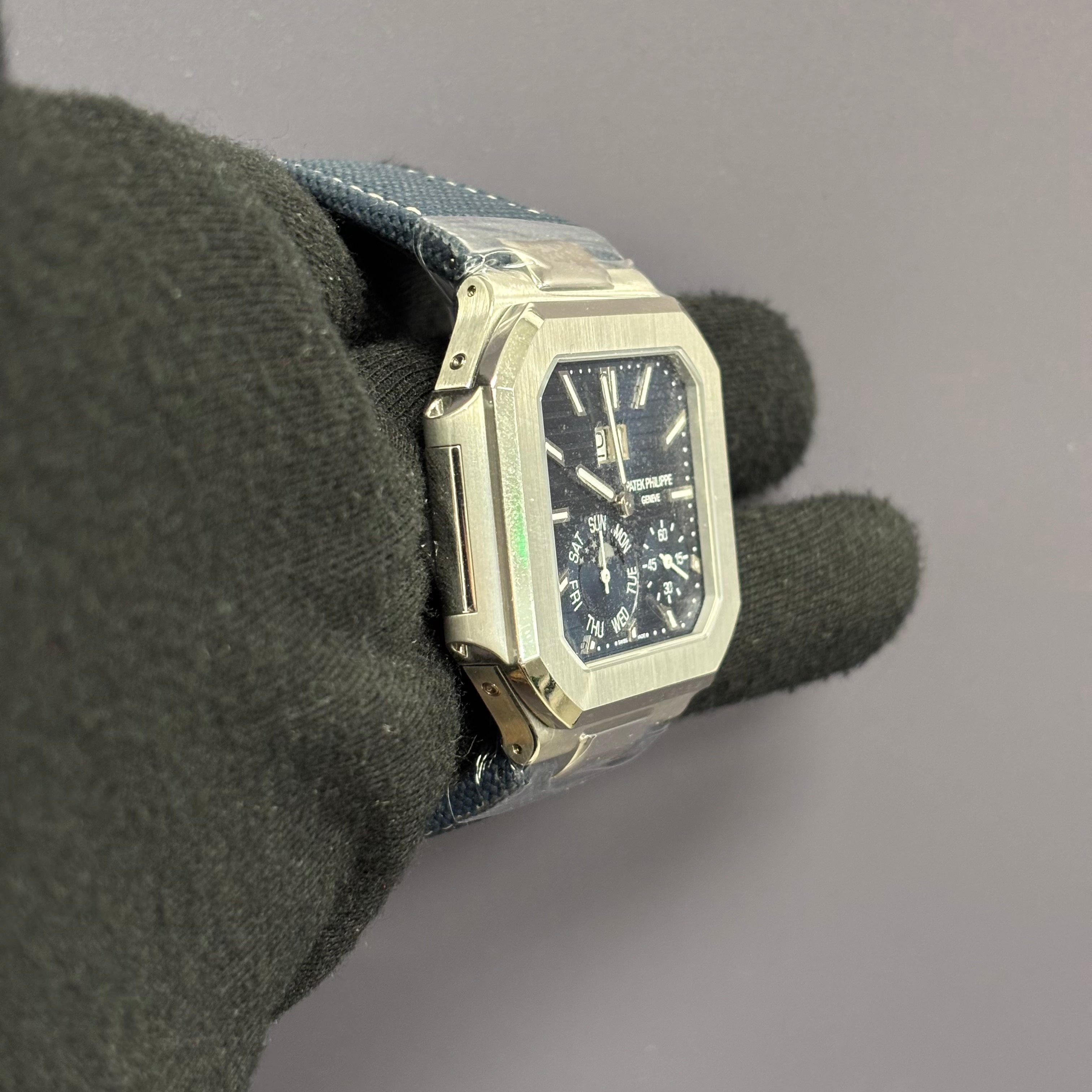 Patek Philippe Cubitus 45mm Blue Stick Dial Watch Ref# 5822P-001 - Happy Jewelers Fine Jewelry Lifetime Warranty